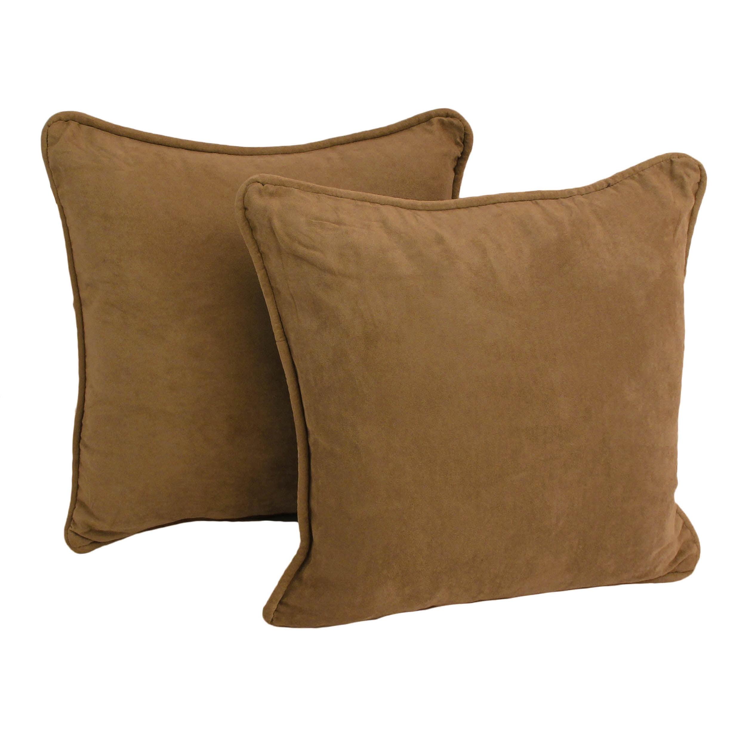 Blazing Needles 18-inch Double-corded Solid Microsuede Square Throw Pillows with Inserts (Set of 2)