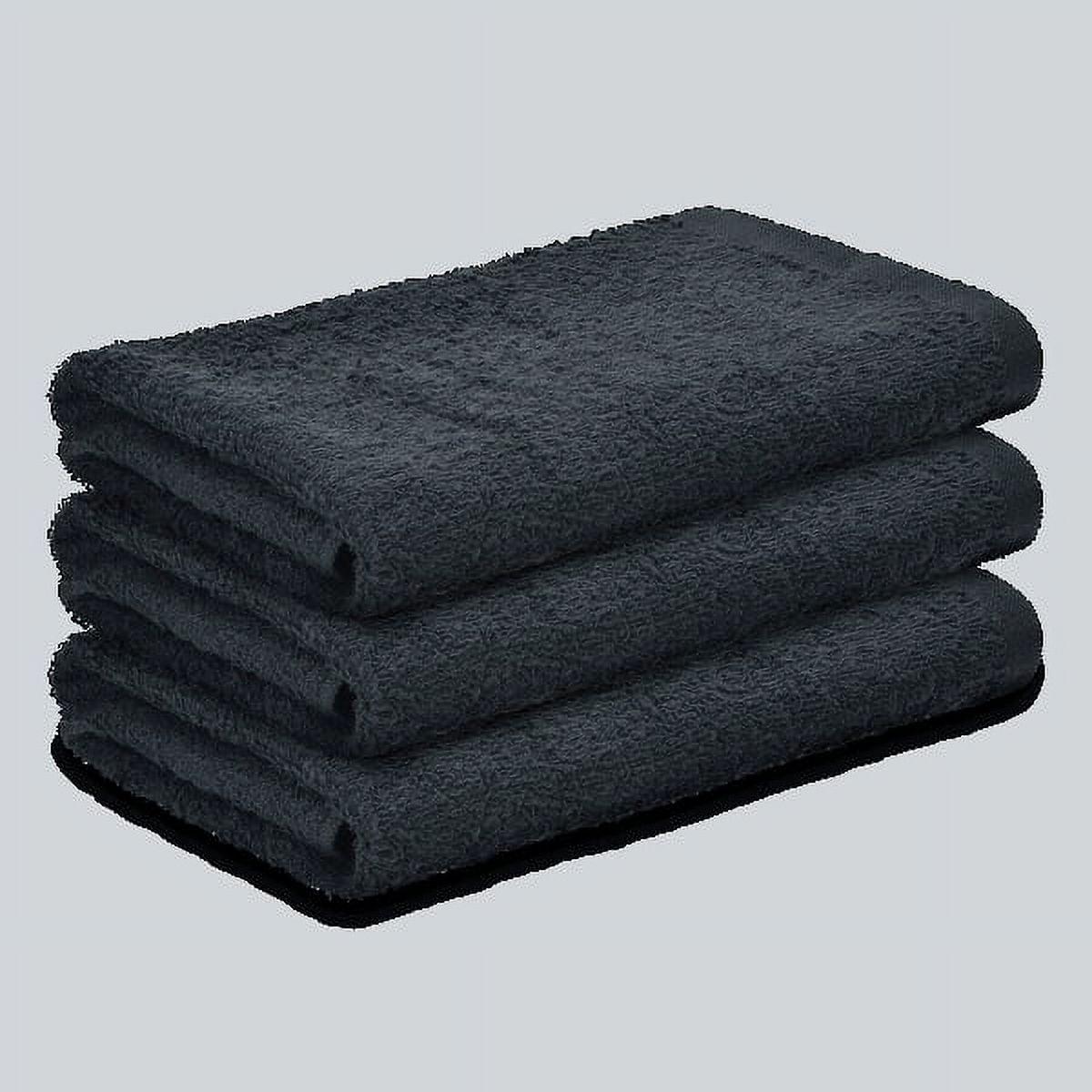 Black Cotton Hand Towels with Double Stitched Hem, 16x27, Set of 12