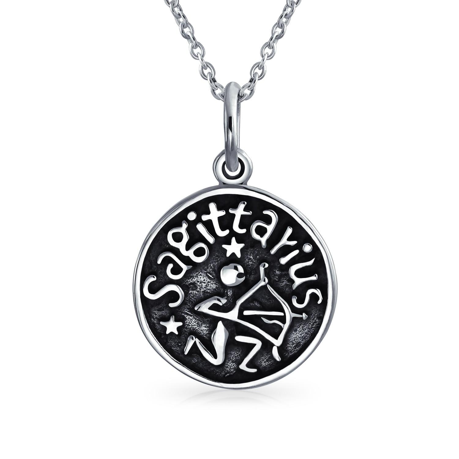 Bling Jewelry Unisex Astrology Constellation Pendant Necklace in Oxidized Sterling Silver Zodiac Medallion