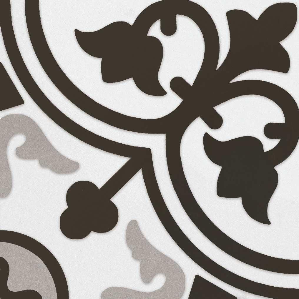 Bliss 8" Black and White Porcelain Patterned Tile