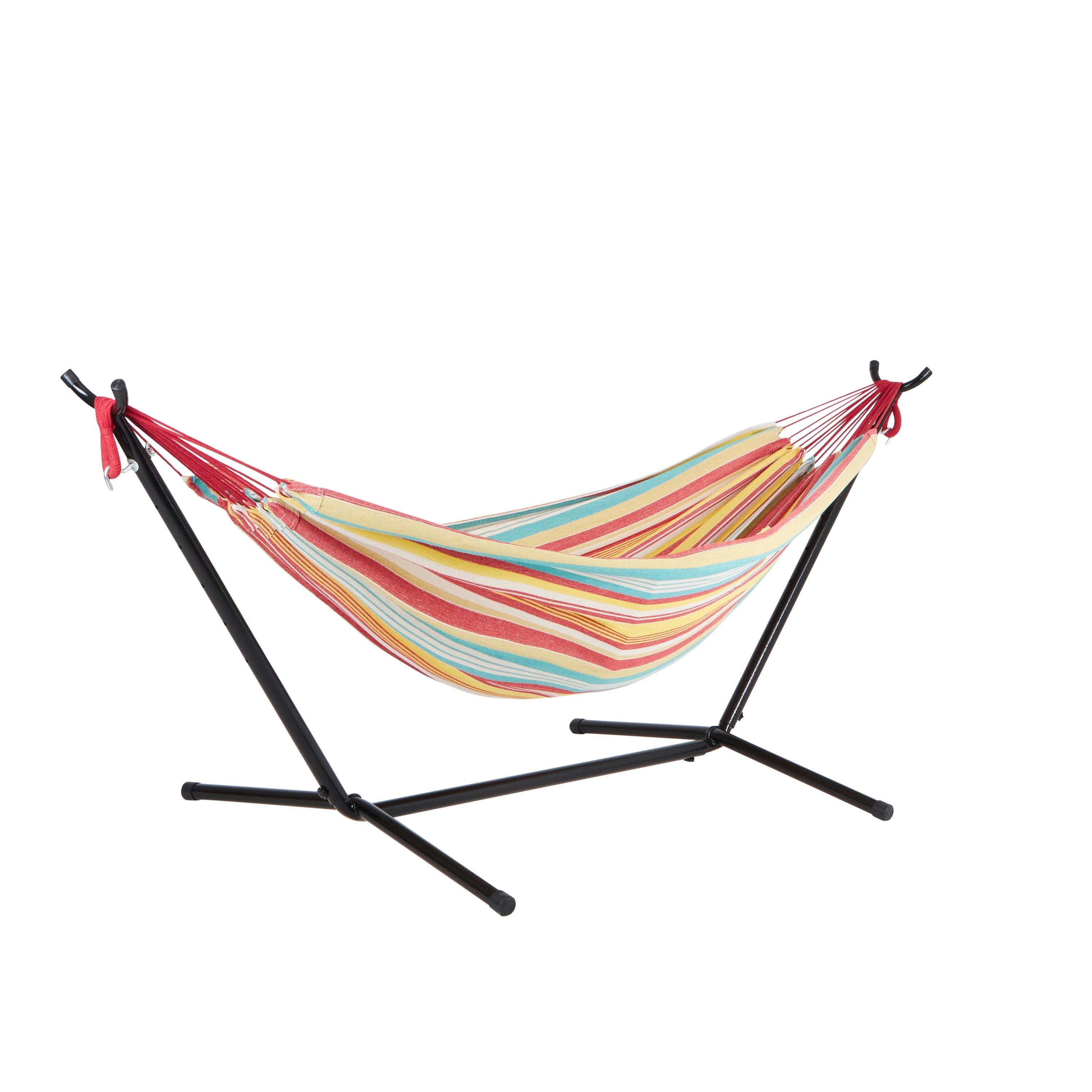 Watermelon Stripe Double Hammock with Portable Stand and Carrying Case