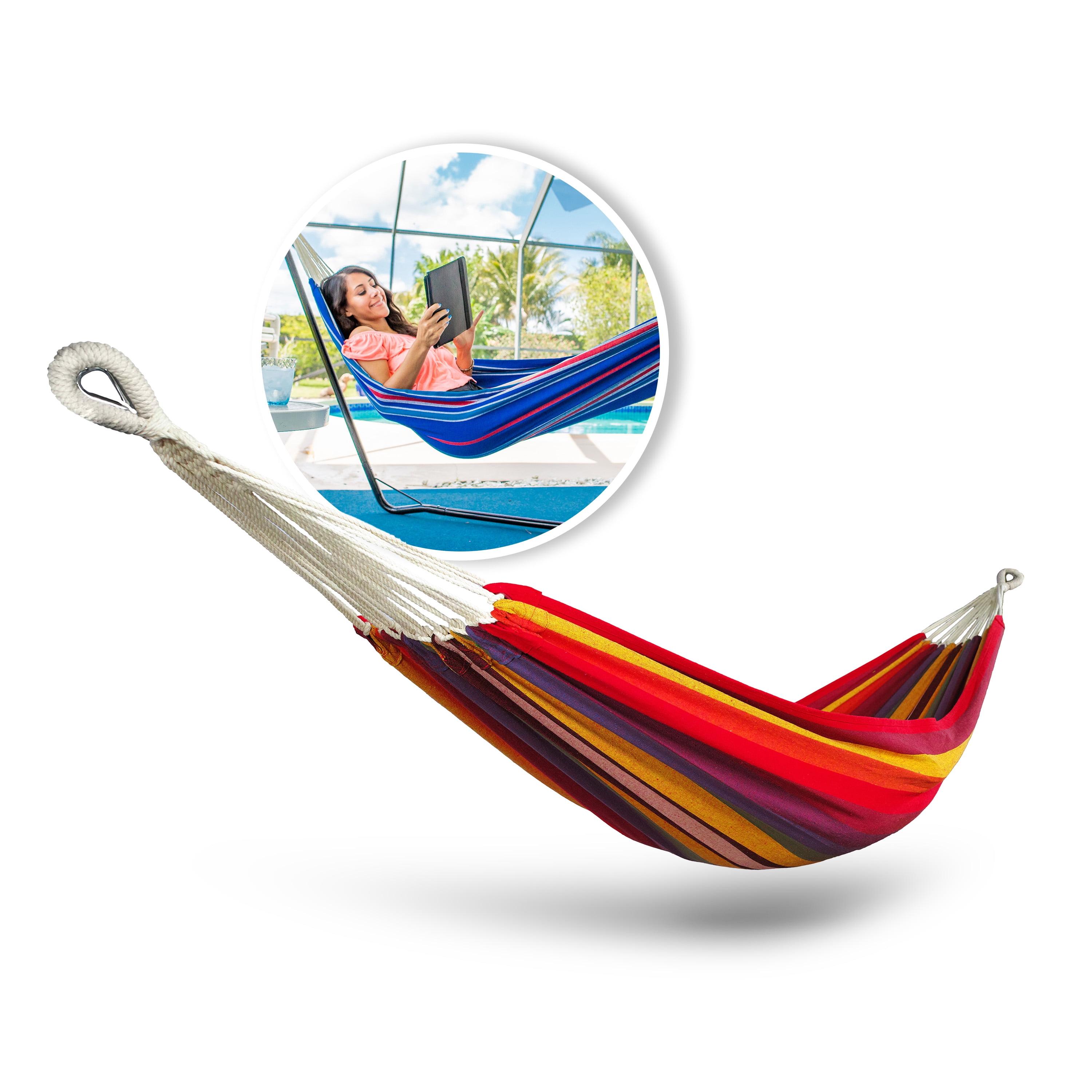 Bliss Hammocks Hammock in a Bag W/ Hanging Hardware, 40-in. Wide, 220 lb. Capacity, Tequila Sunrise Stripe