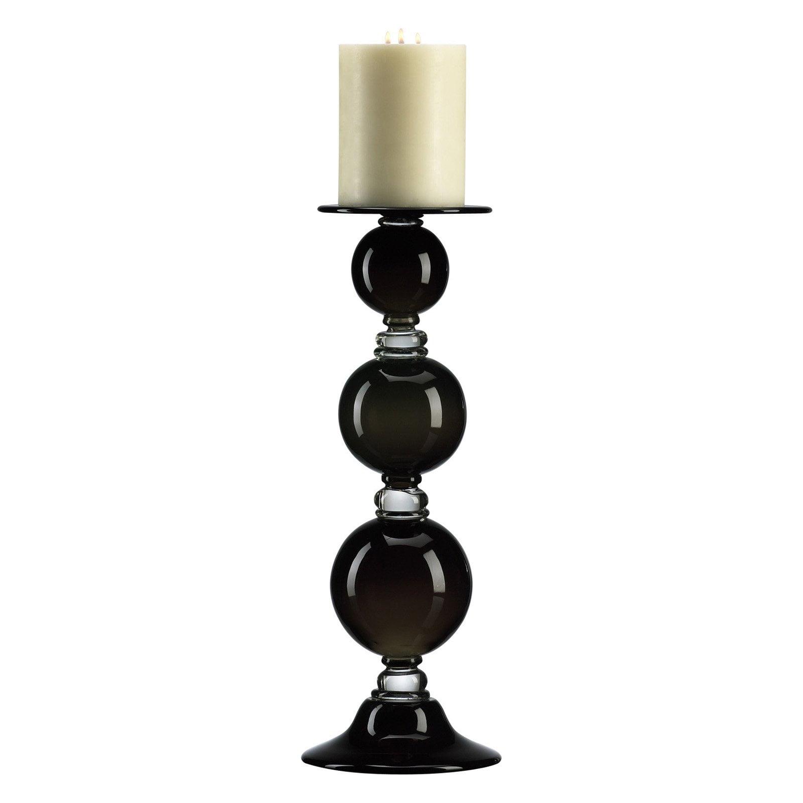 Elegant Transitional Black Glass Candlestick, 21" Height