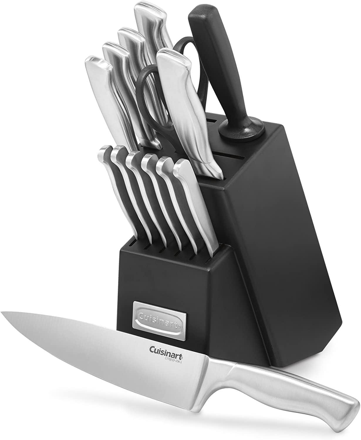 15-Piece Stainless Steel Knife Block Set with Black Storage