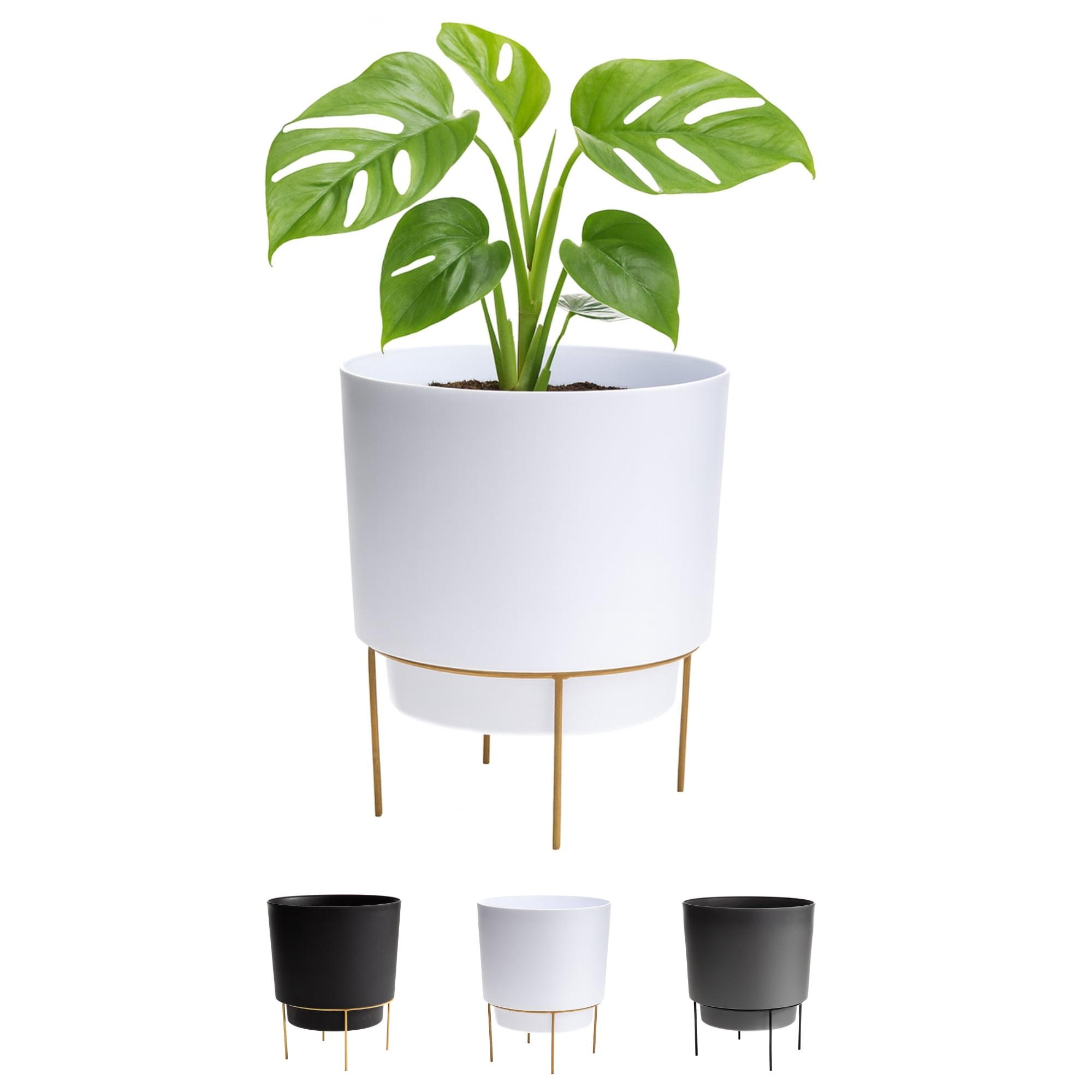 Bloem Hopson 12 in. H X 10 in. D Metal/Plastic Planter with Stand Casper White