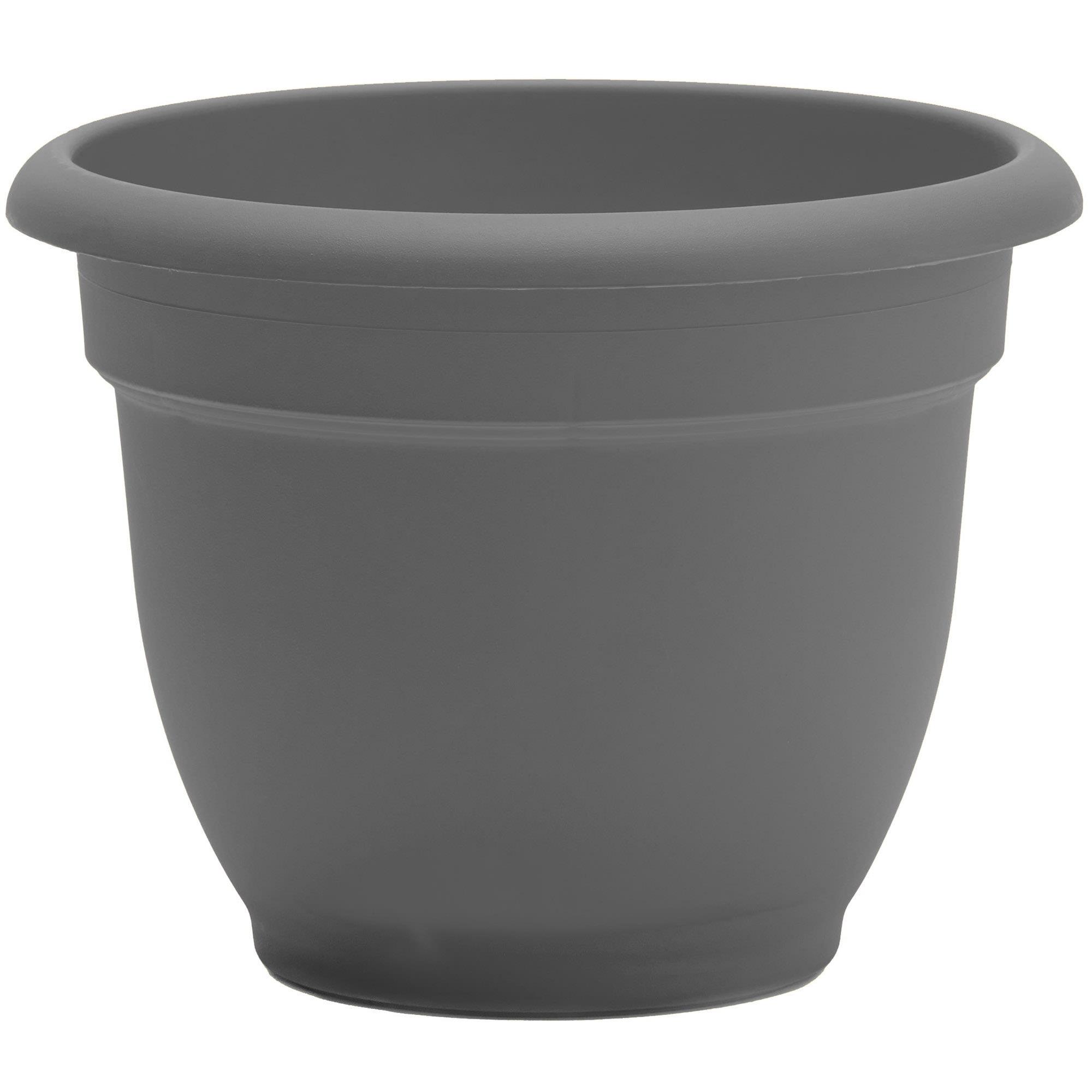 Bloem Ariana Pot Planter: 12" - Charcoal - Durable Resin Pot, For Indoor and Outdoor Use, Gardening, Self Watering Disk Included, 3 Gallon Capacity