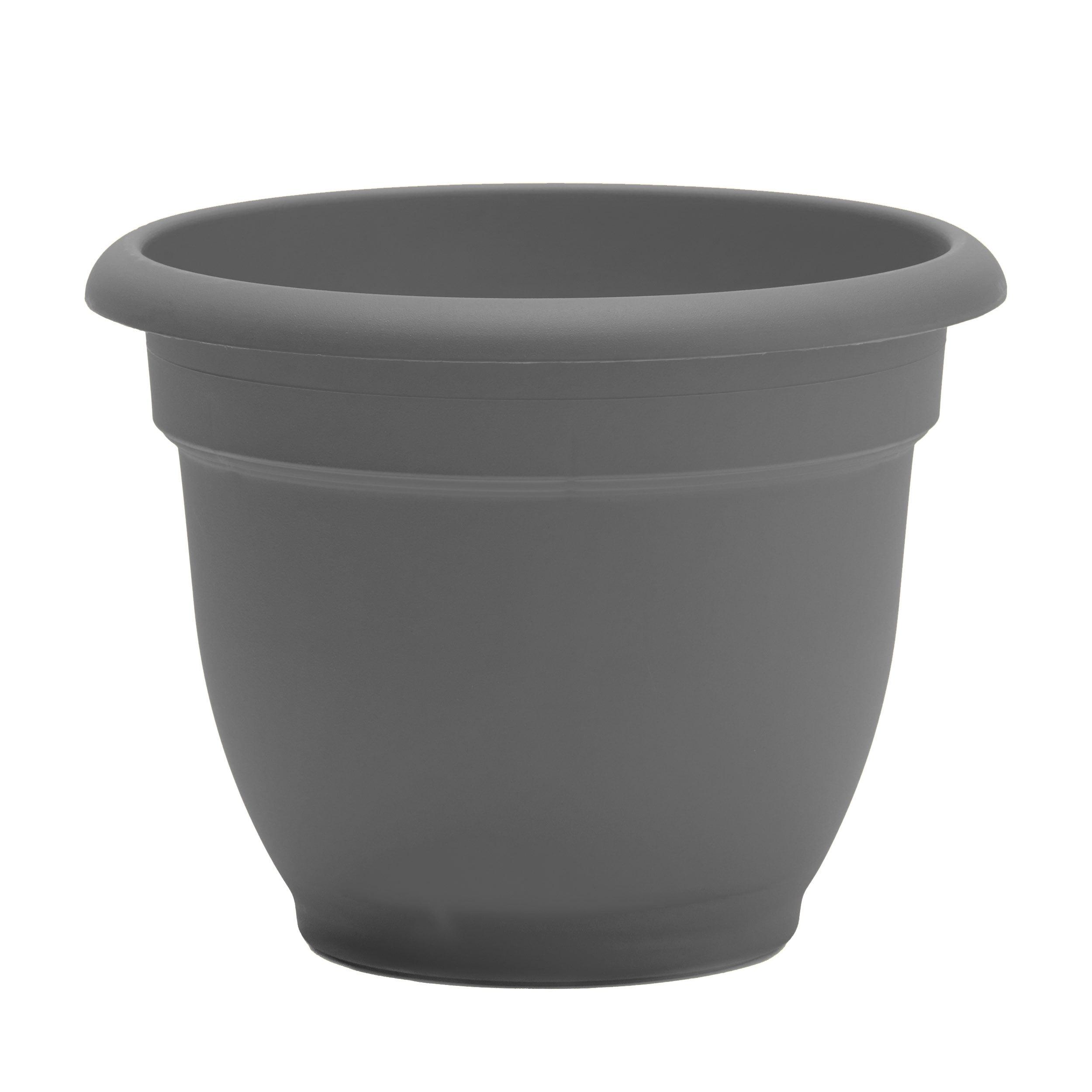 Bloem 12" Charcoal Self-Watering Round Planter for Indoor & Outdoor