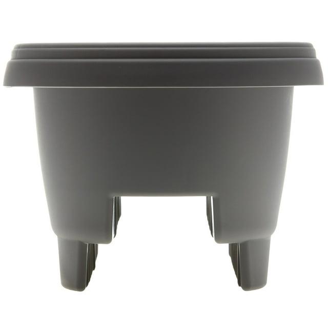 Bloem 12" Modica Deck Rail Round Planter, Charcoal