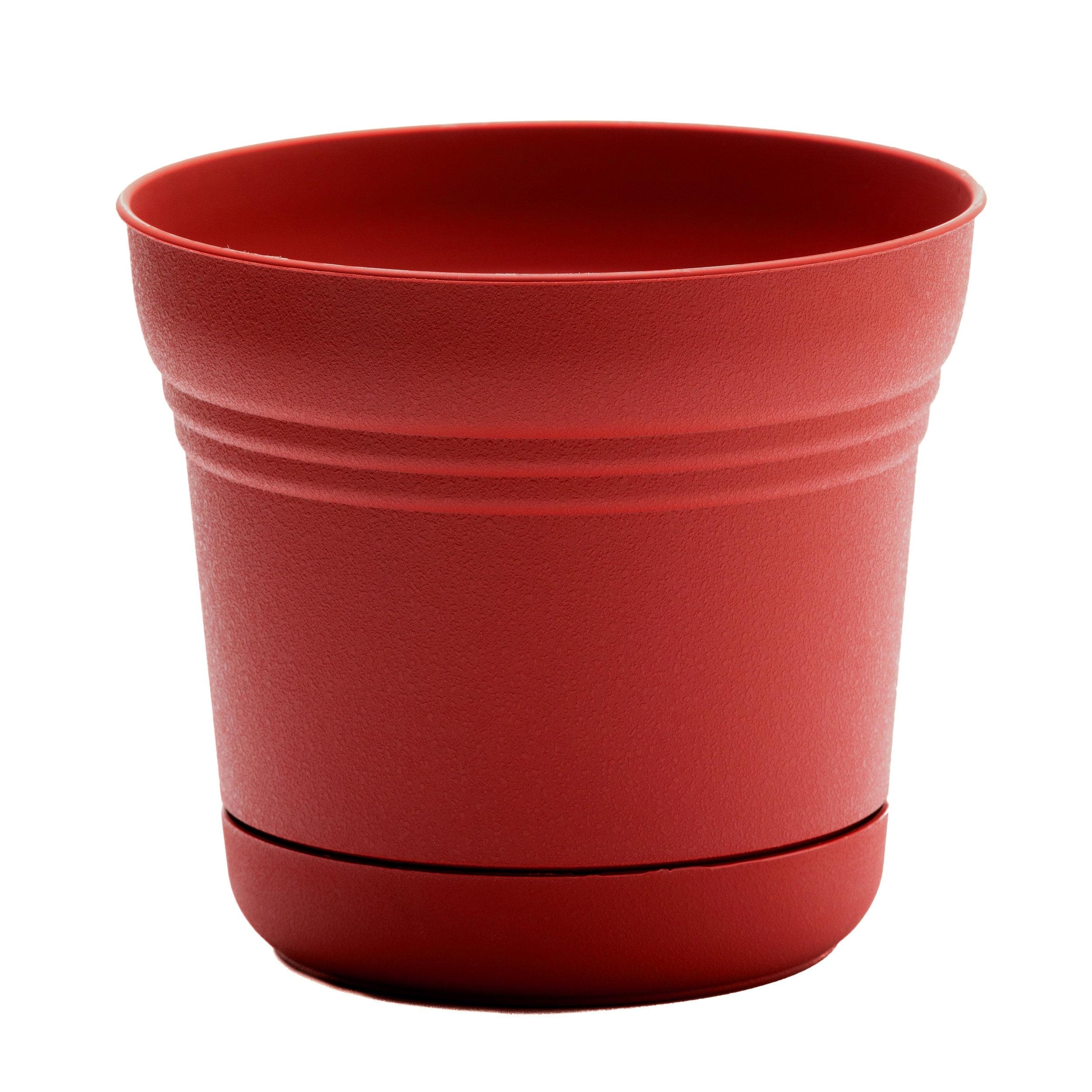 Burnt Red 12.25'' Round Resin Planter with Saucer