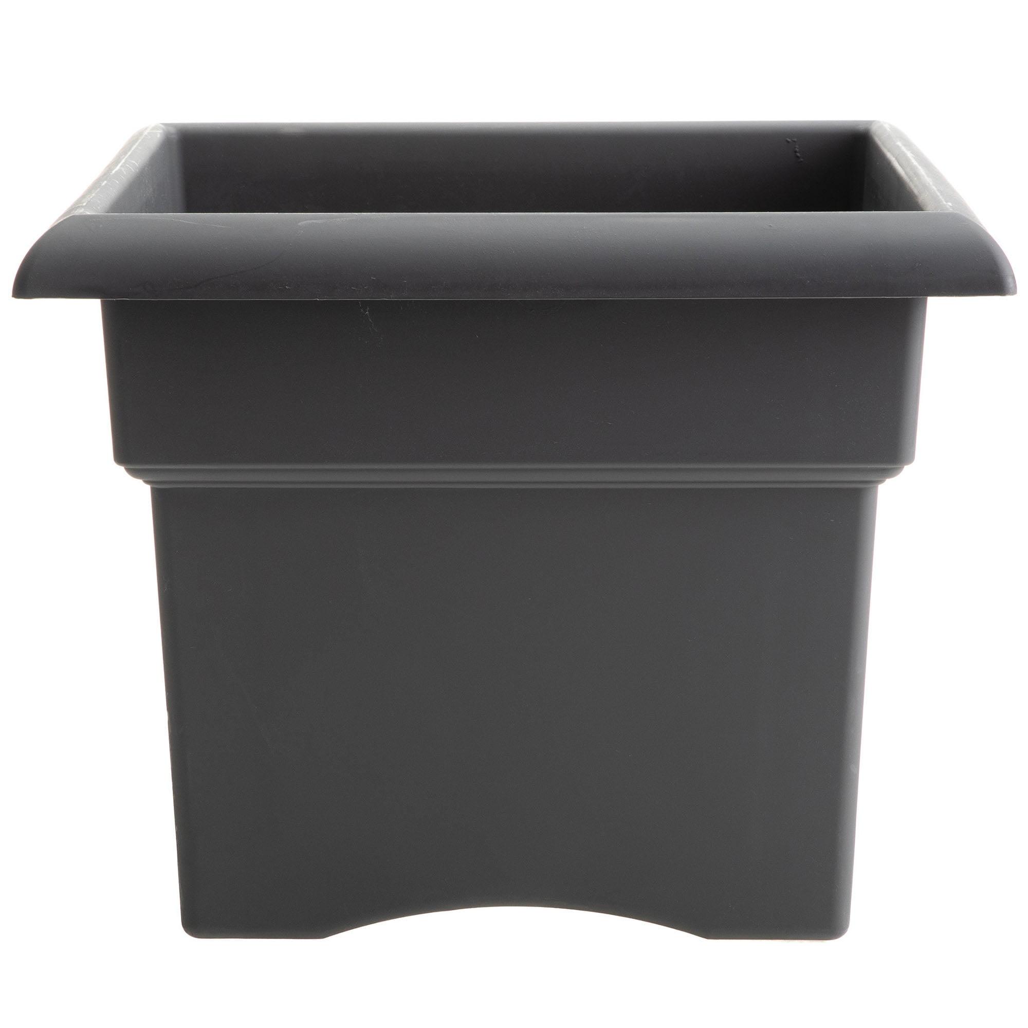 Charcoal Gray 18" Square Deck Box Planter with Drainage Holes