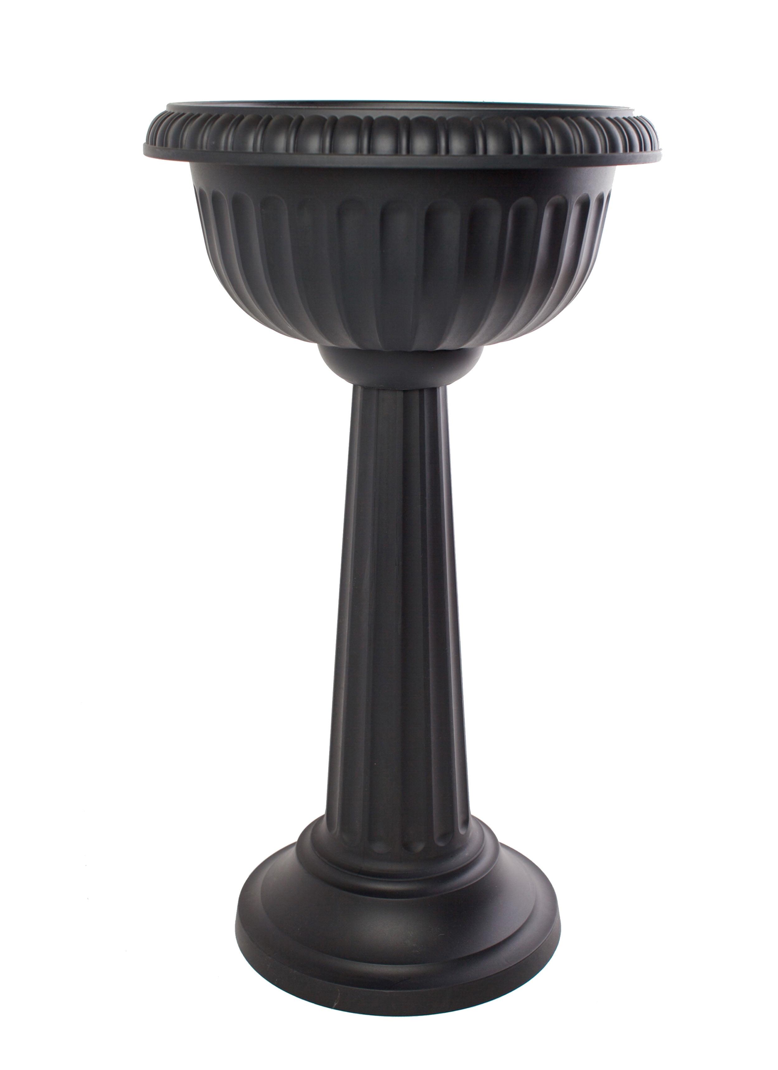 Black 32" Tall Round Resin Grecian Urn Planter