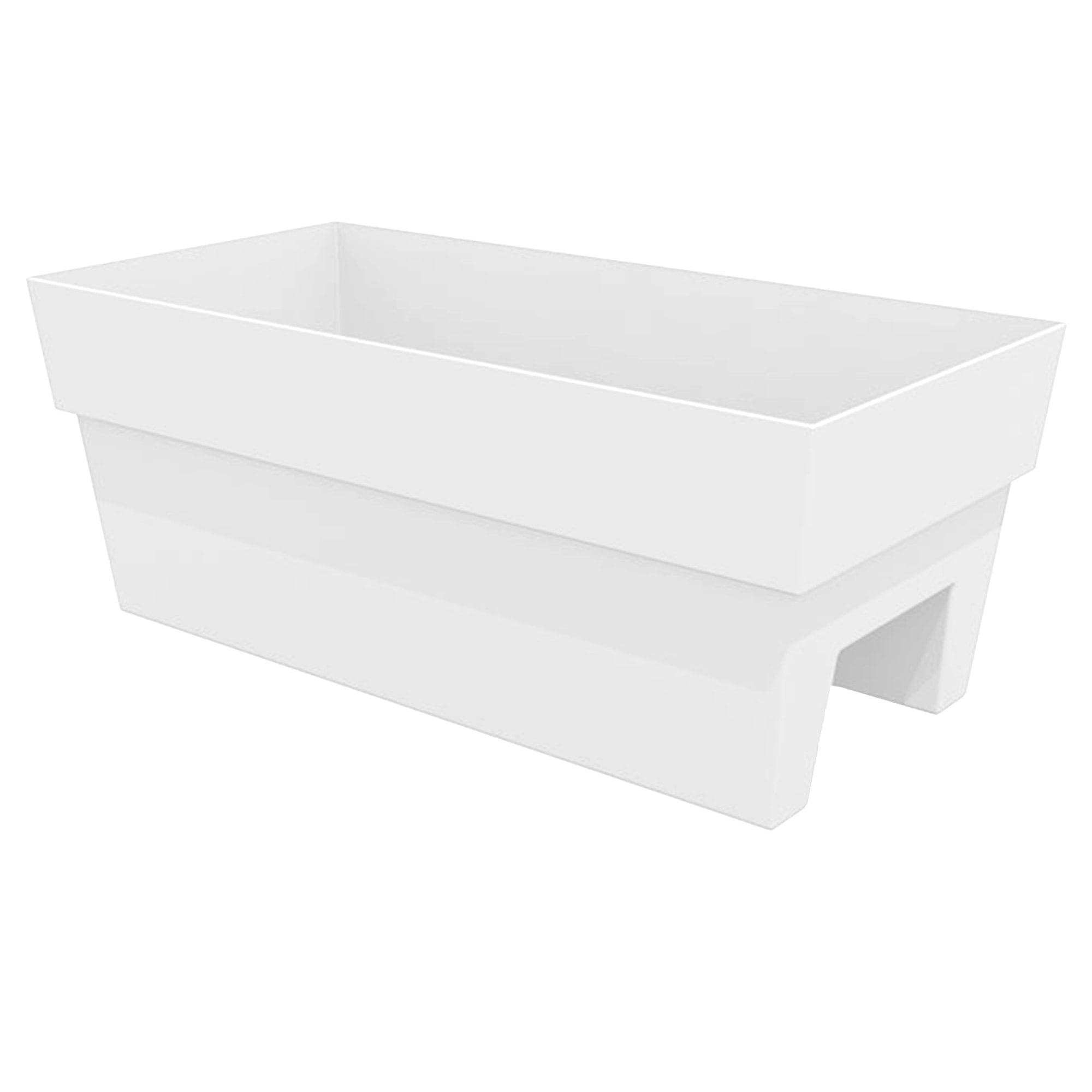 White Recycled Plastic Rectangular Deck Rail Planter