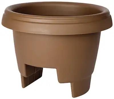 Bloem Chocolate Poly Deck Rail Planter 12" for Outdoor Spaces