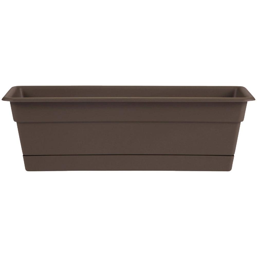 Terracotta Rectangular 24" Window Box with Drainage Holes & Saucer