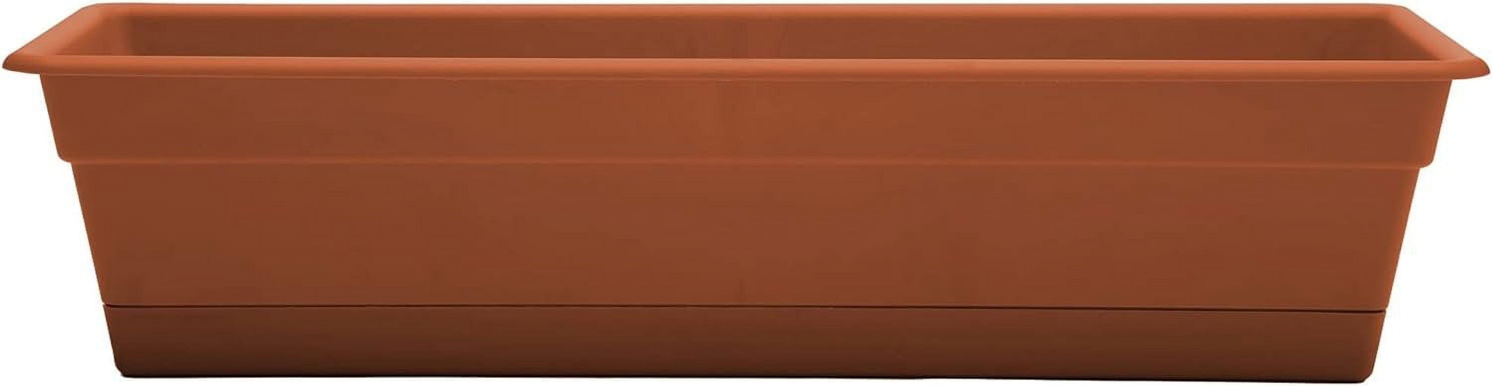 Terracotta Rectangular 24" Window Box with Drainage Holes & Saucer