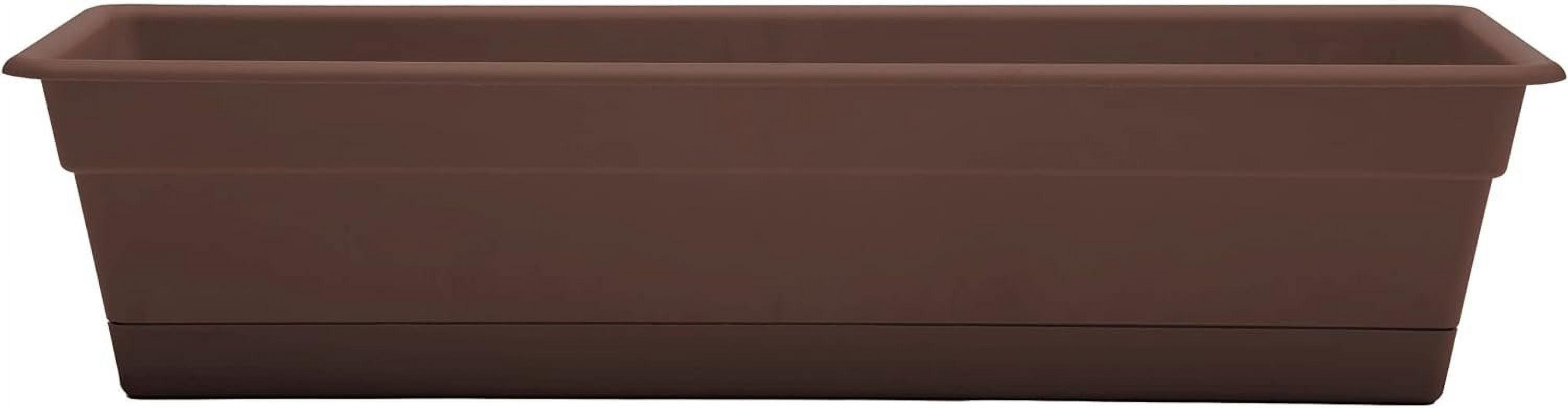 Chocolate Resin Self-Watering 30" Window Box with Saucer