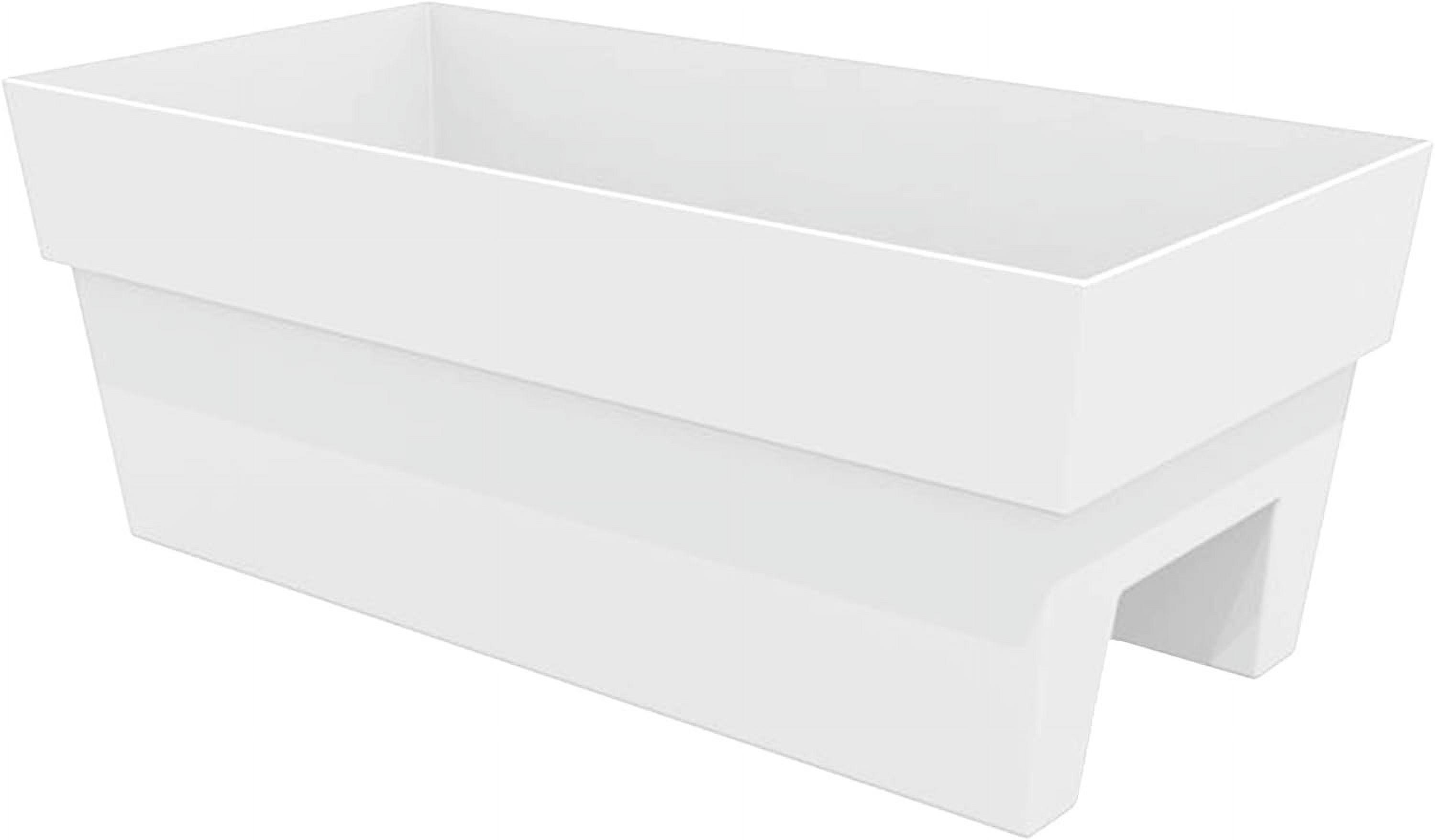 Bloem Finley Deck Rail Rectangle Planter: 24" - Casper White - Matte Finish, Fits Rail Sizes 3"-6", 100% Recycled Plastic Box, For Indoor and Outdoor Use, Gardening, 7.5 Gallon Capacity