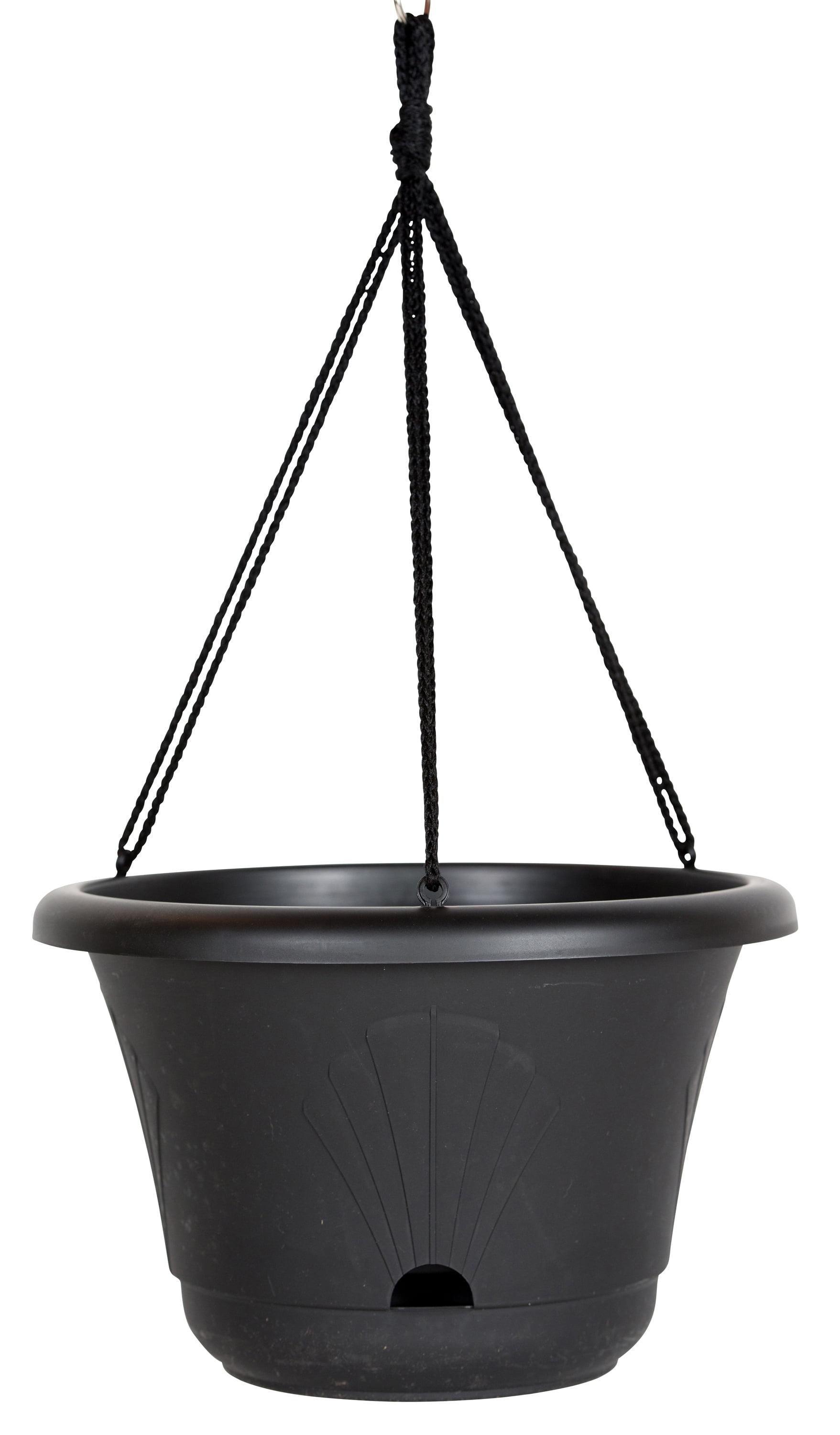 Lucca Black 13" Recyclable Plastic Self-Watering Hanging Basket