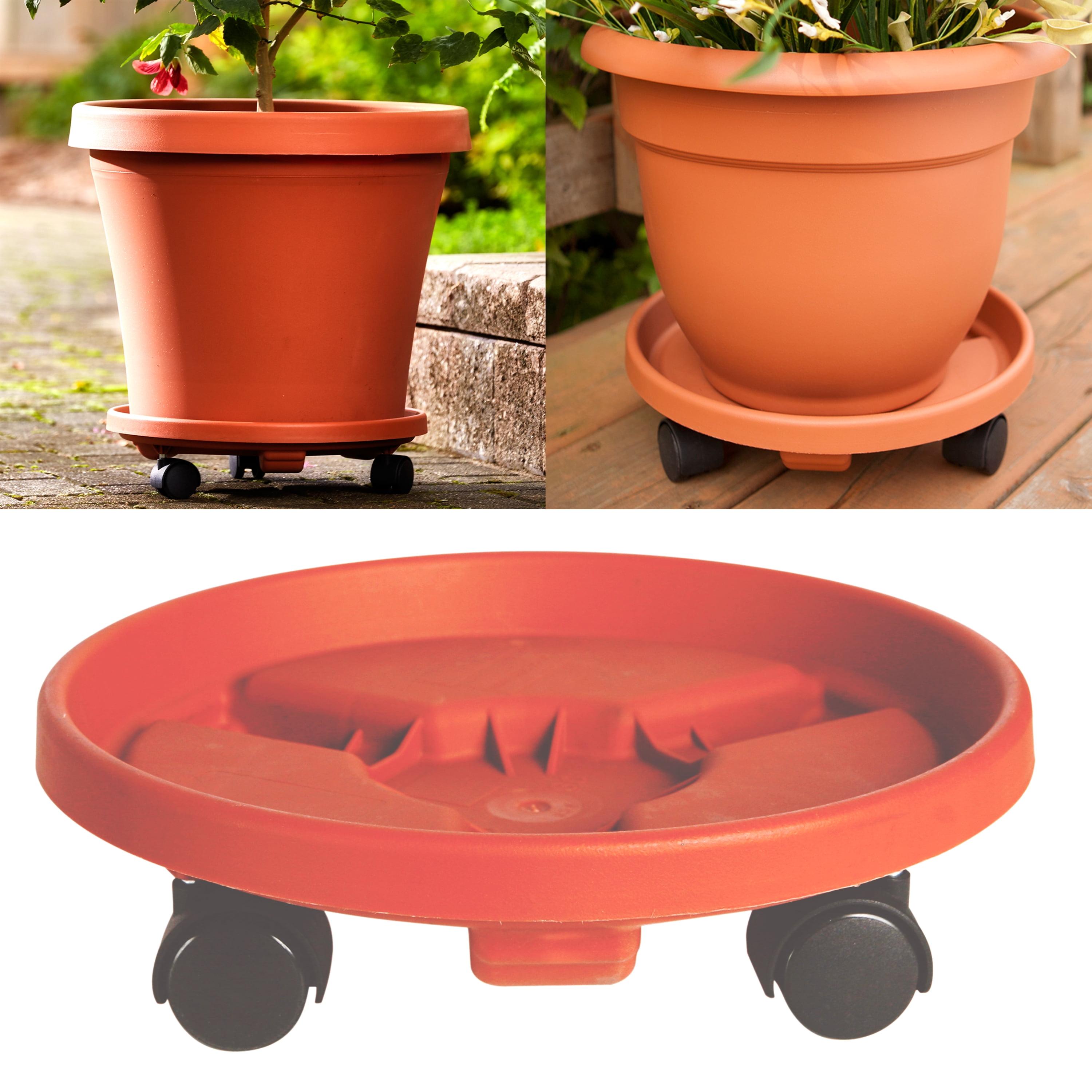 Terra Cotta Round Plant Caddy with Wheels, 14-inch