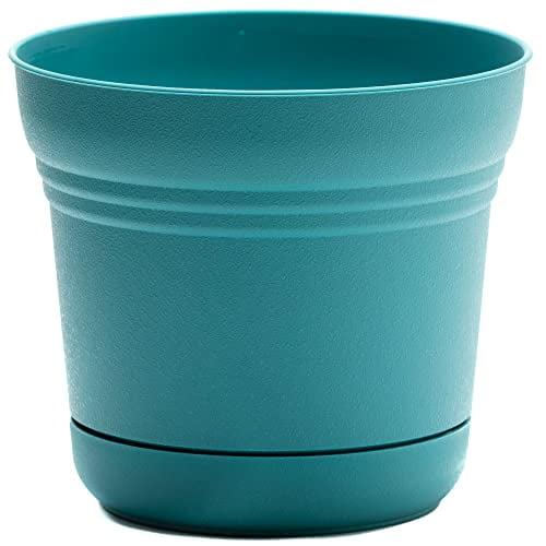 Bermuda Teal Saturn 12" Polypropylene Planter with Saucer