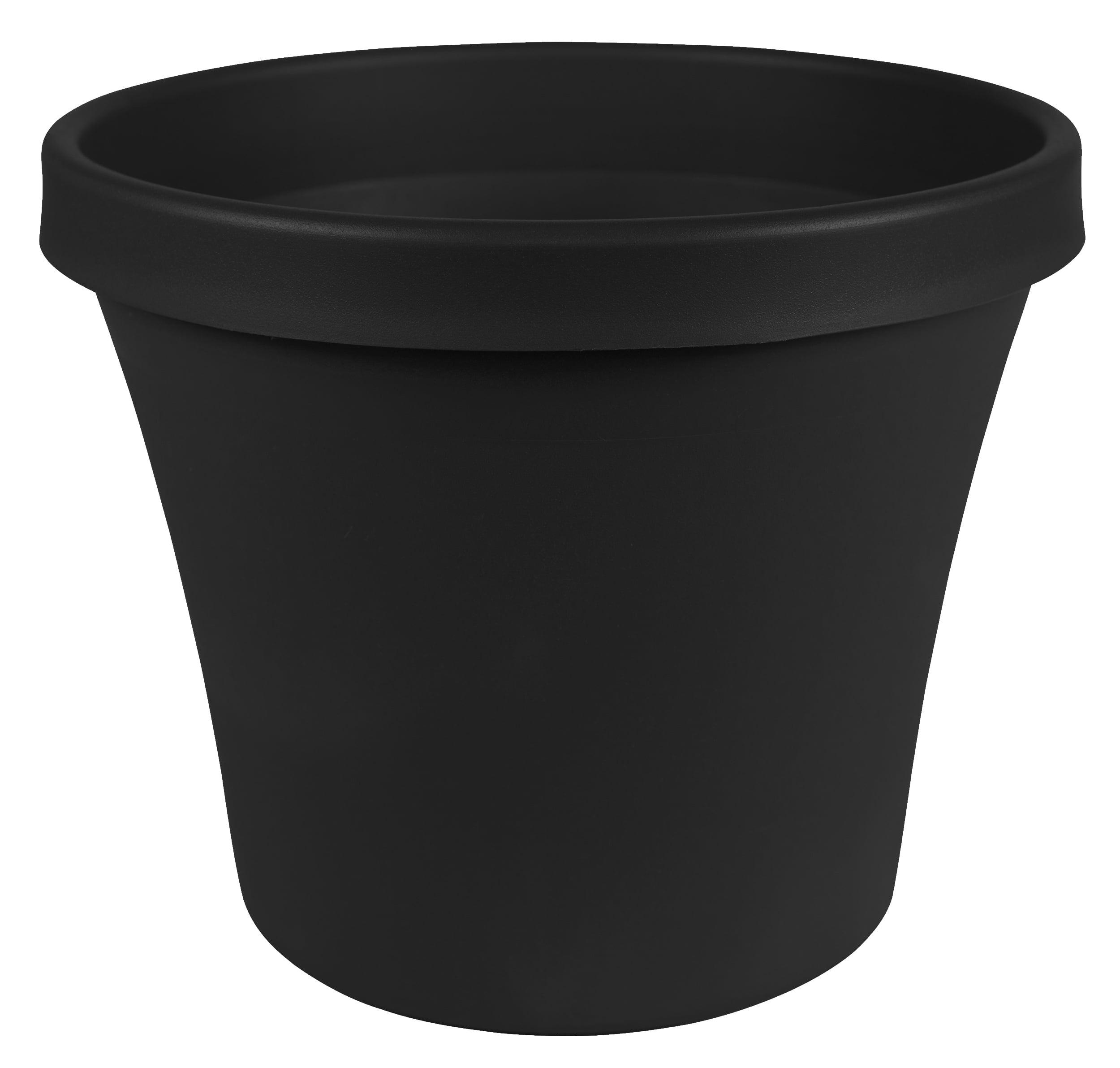 Bloem 16" Black Tapered Resin Planter with Drainage Holes