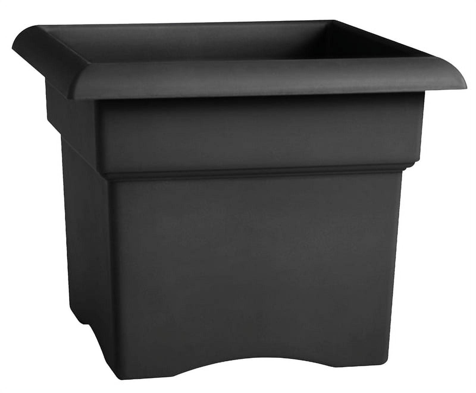 Bloem Veranda Square Black Plastic Planter Box for Indoor and Outdoor