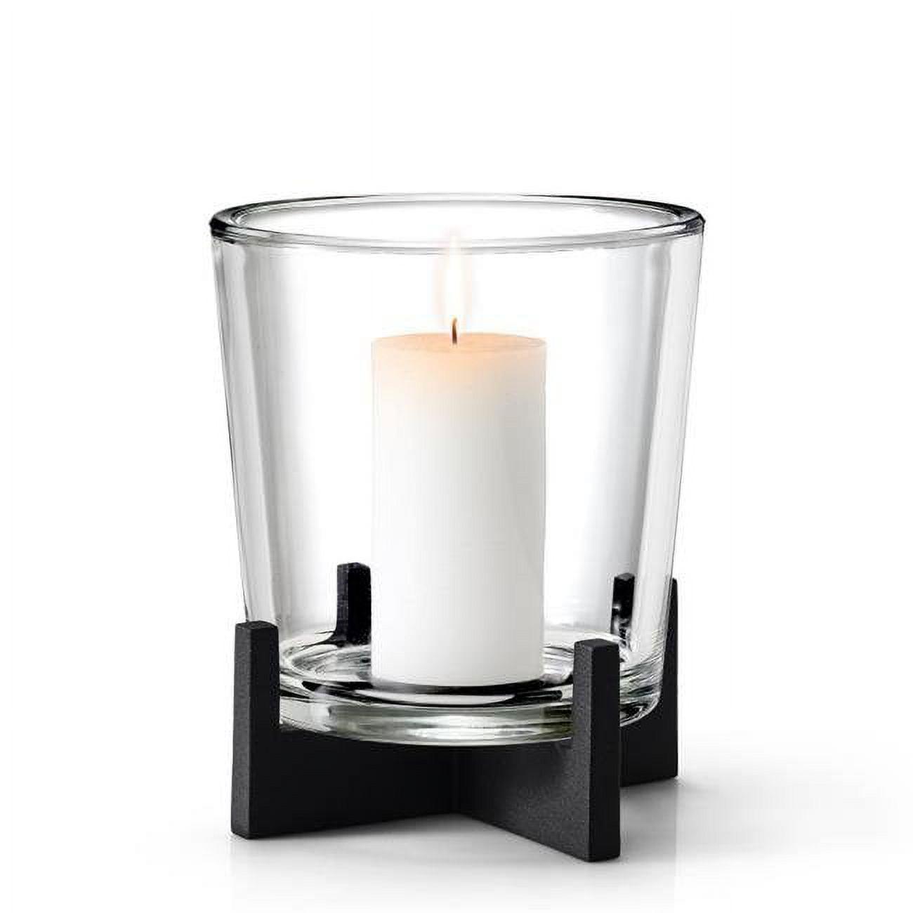 Nero Matte Black Powder-Coated Steel & Glass Votive Hurricane