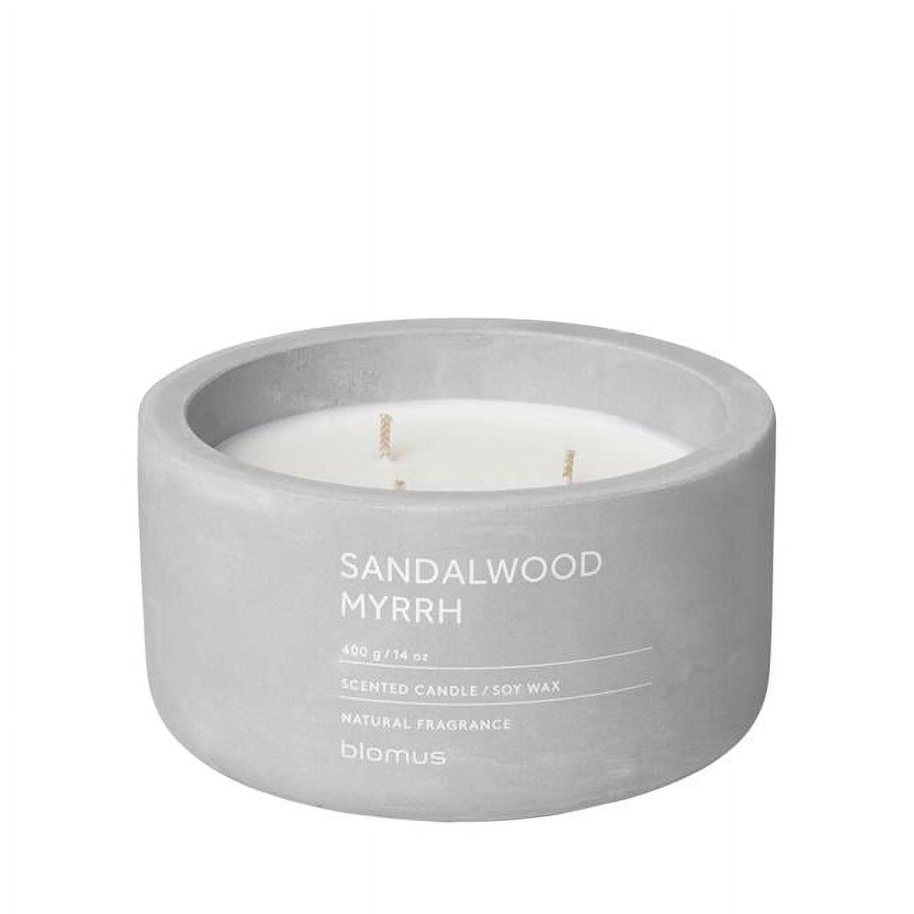 Soy Scented Sandalwood Myrrh Candle in White Concrete Jar, 14 oz