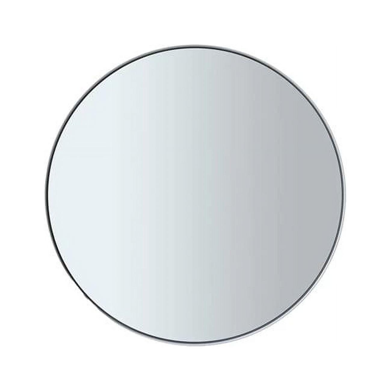 31'' Smoke Tinted Round Accent Mirror with White Steel Rim