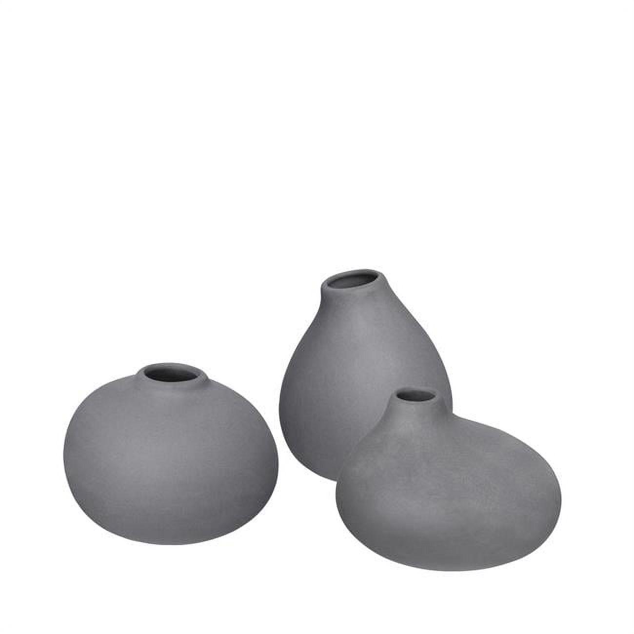 Nona Mini Porcelain Vases Trio in Pewter Dark Grey