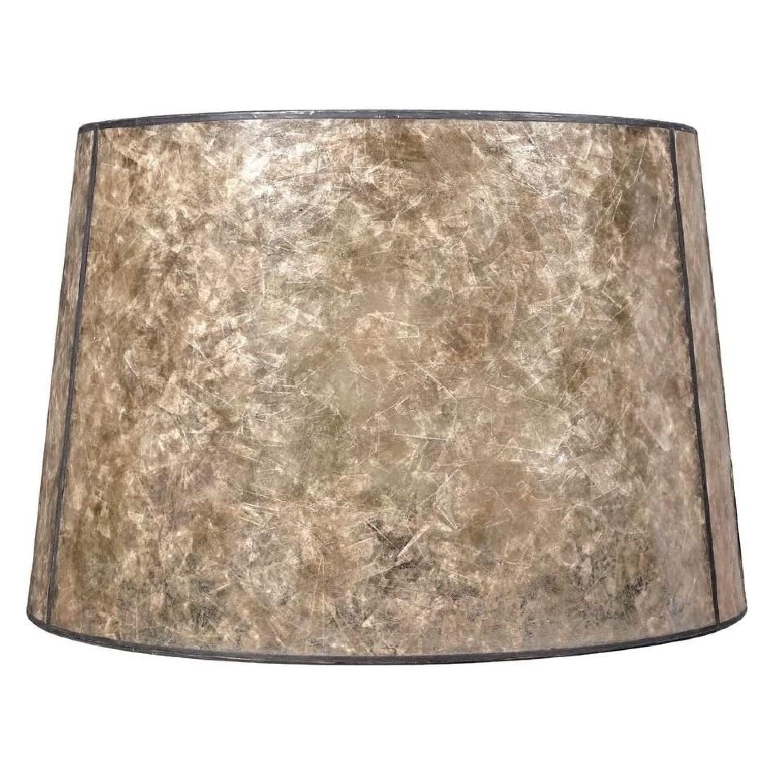 Blonde Mica Drum Lamp Shade with Bronze Spider Assembly