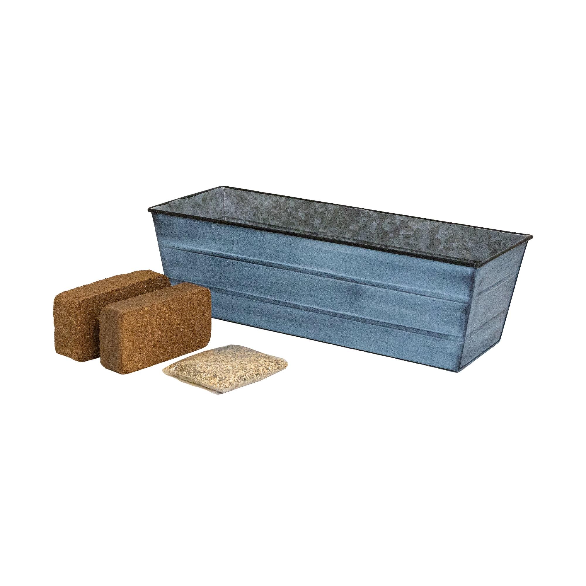 Nantucket Blue Galvanized Steel Bloom Box Garden Kit, Medium