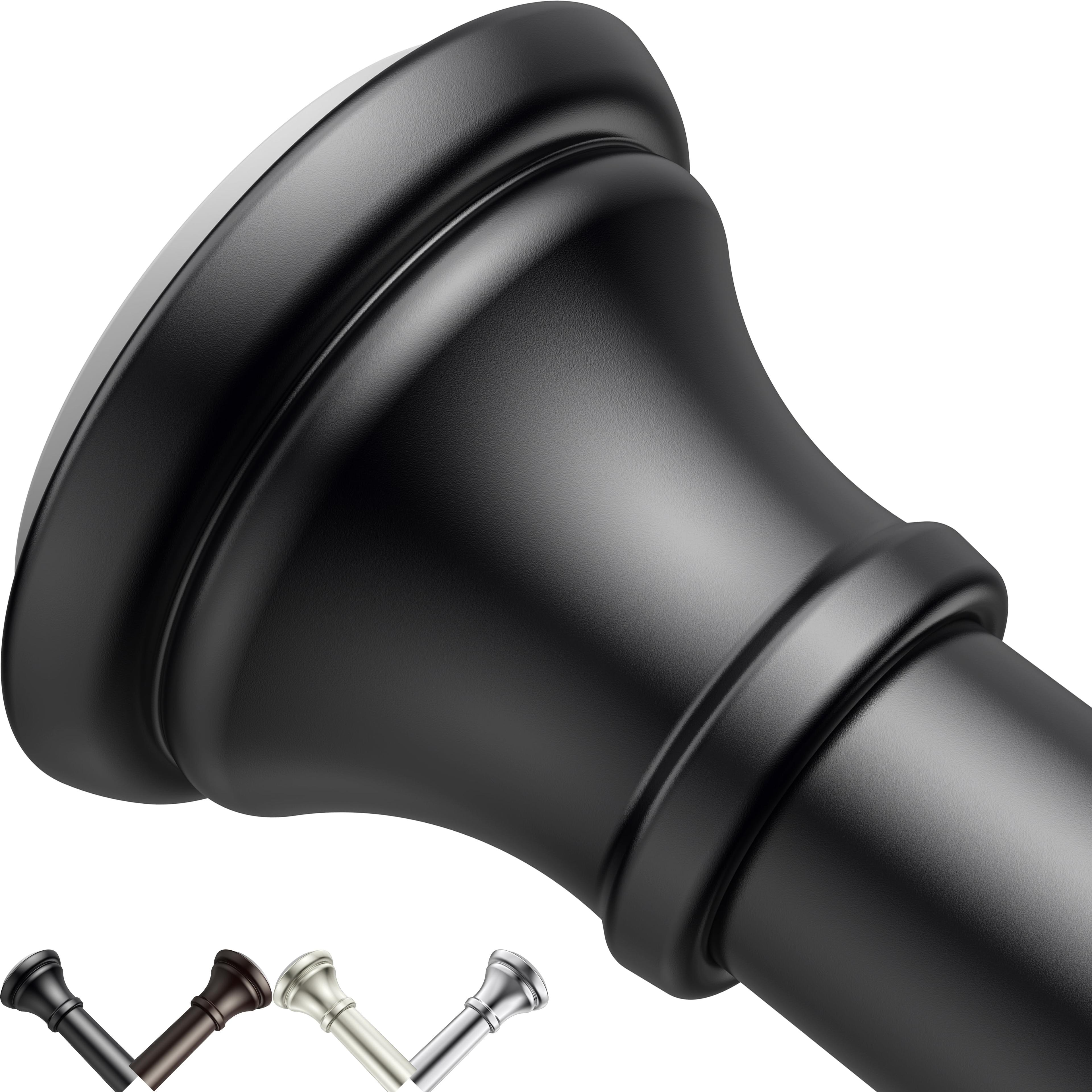 BloomFlower Black Shower Curtain Rod, 43-72 inches, Matte Black,Never Rust , Metal Rod,Tension Rod with Spring