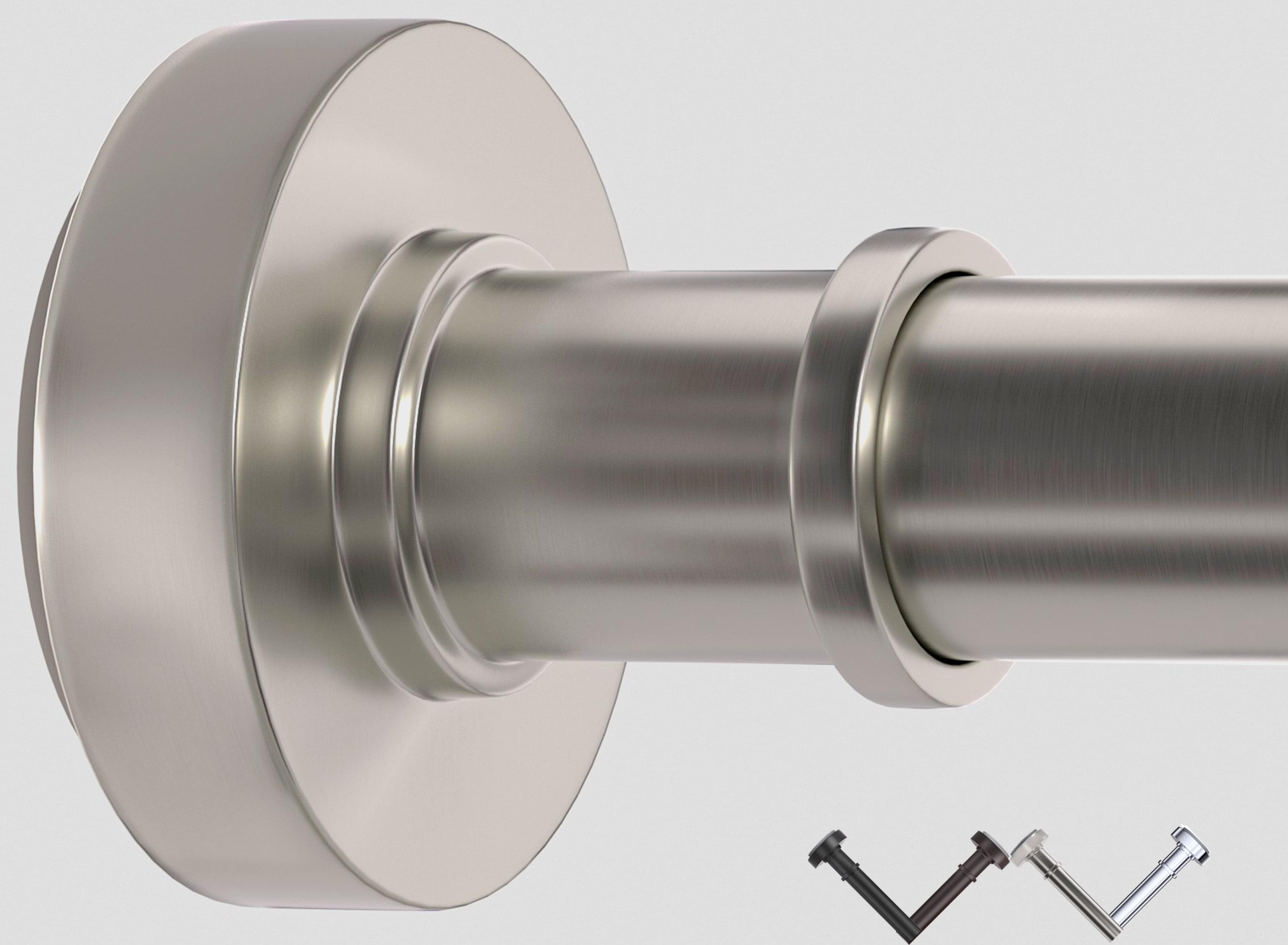 Adjustable Brushed Nickel Tension Shower Rod with Spring