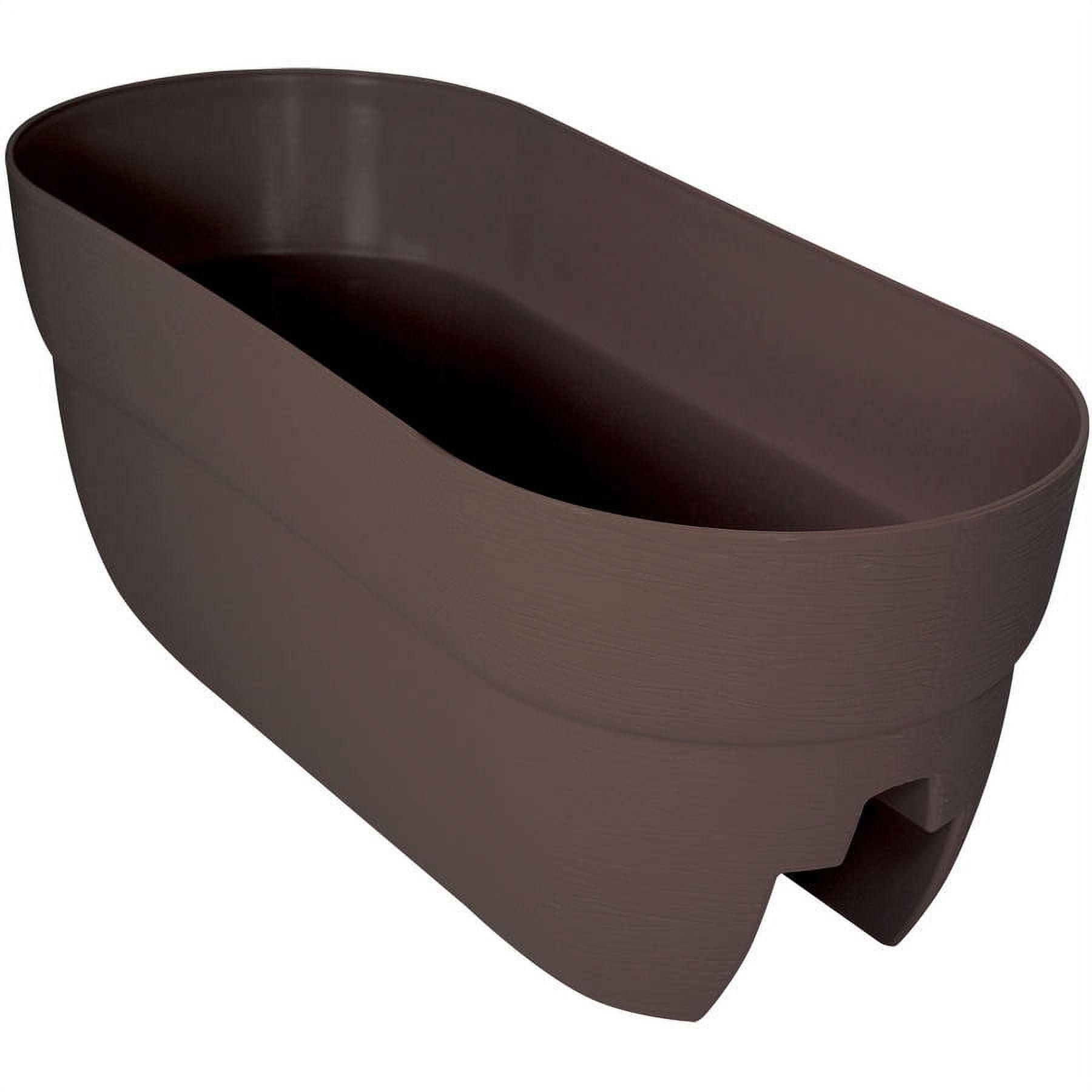 Bloomers 24" Brown Resin Railing Planter with Drainage Holes