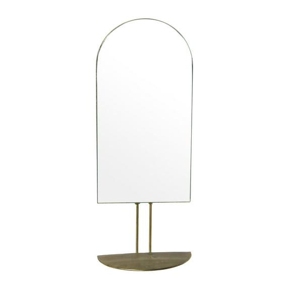 Bloomingville Bloomingville Arched Metal Framed Wall Mirror with Shelf, Antique Gold Finish