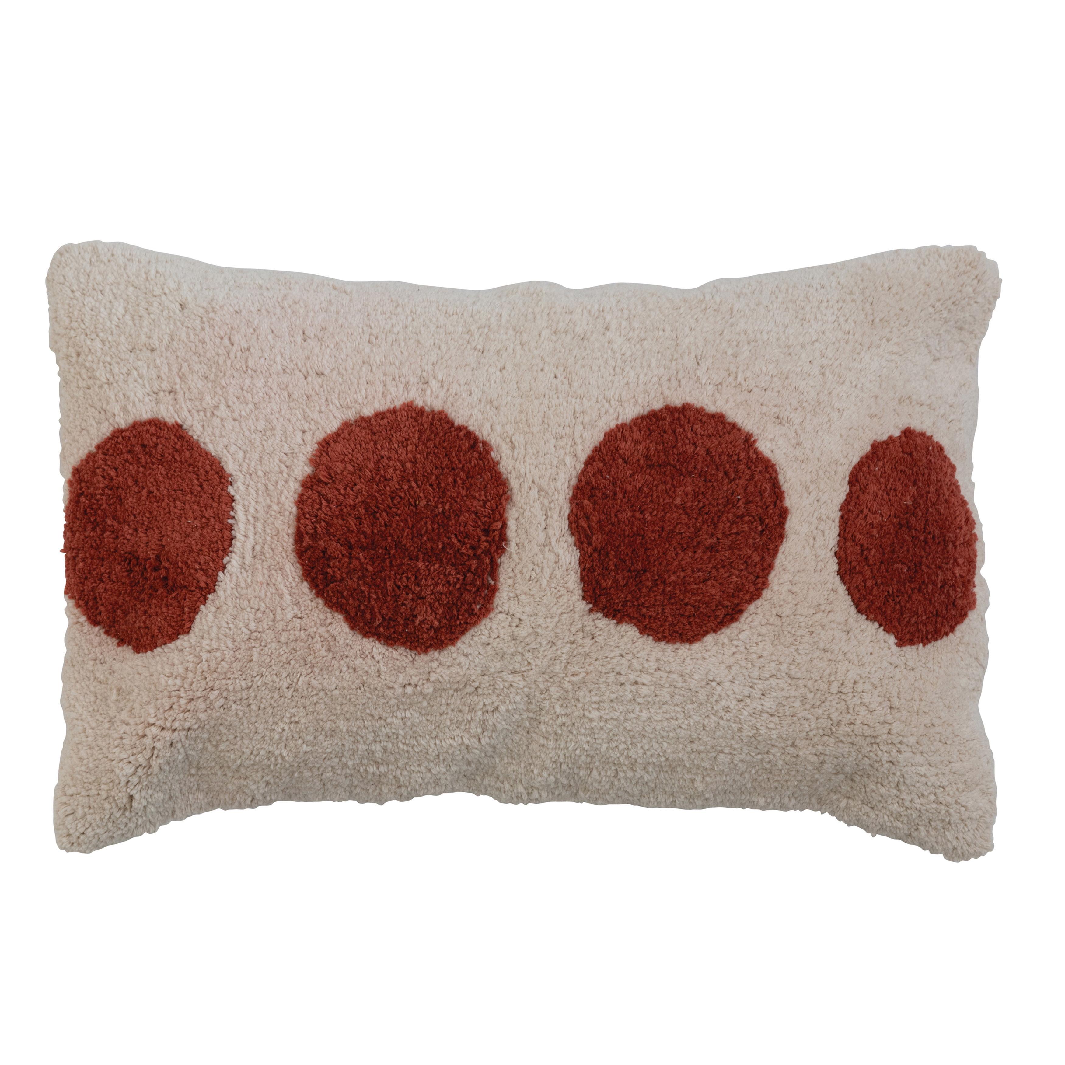 Creative Co-Op Fuzzy Dot Textiles Polka Dots Cotton Throw Pillow