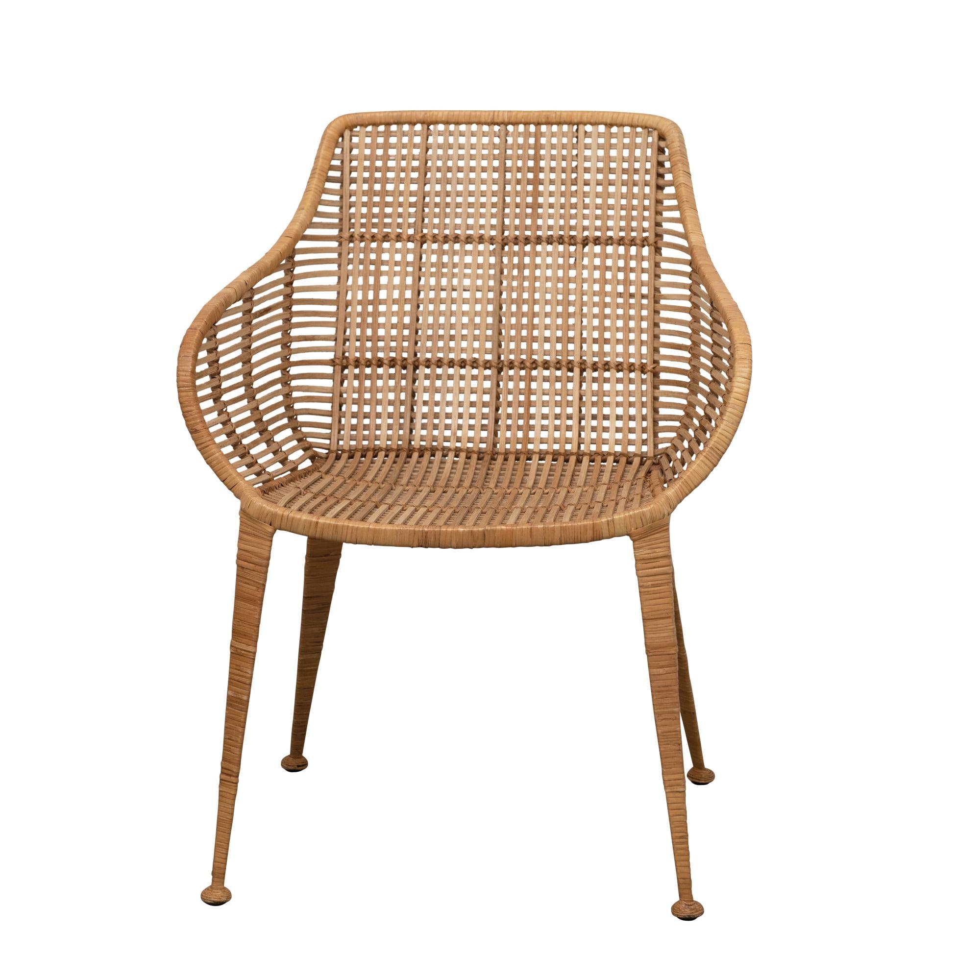 Bloomingville Hand-woven Rattan and Metal Arm Chair, Natural