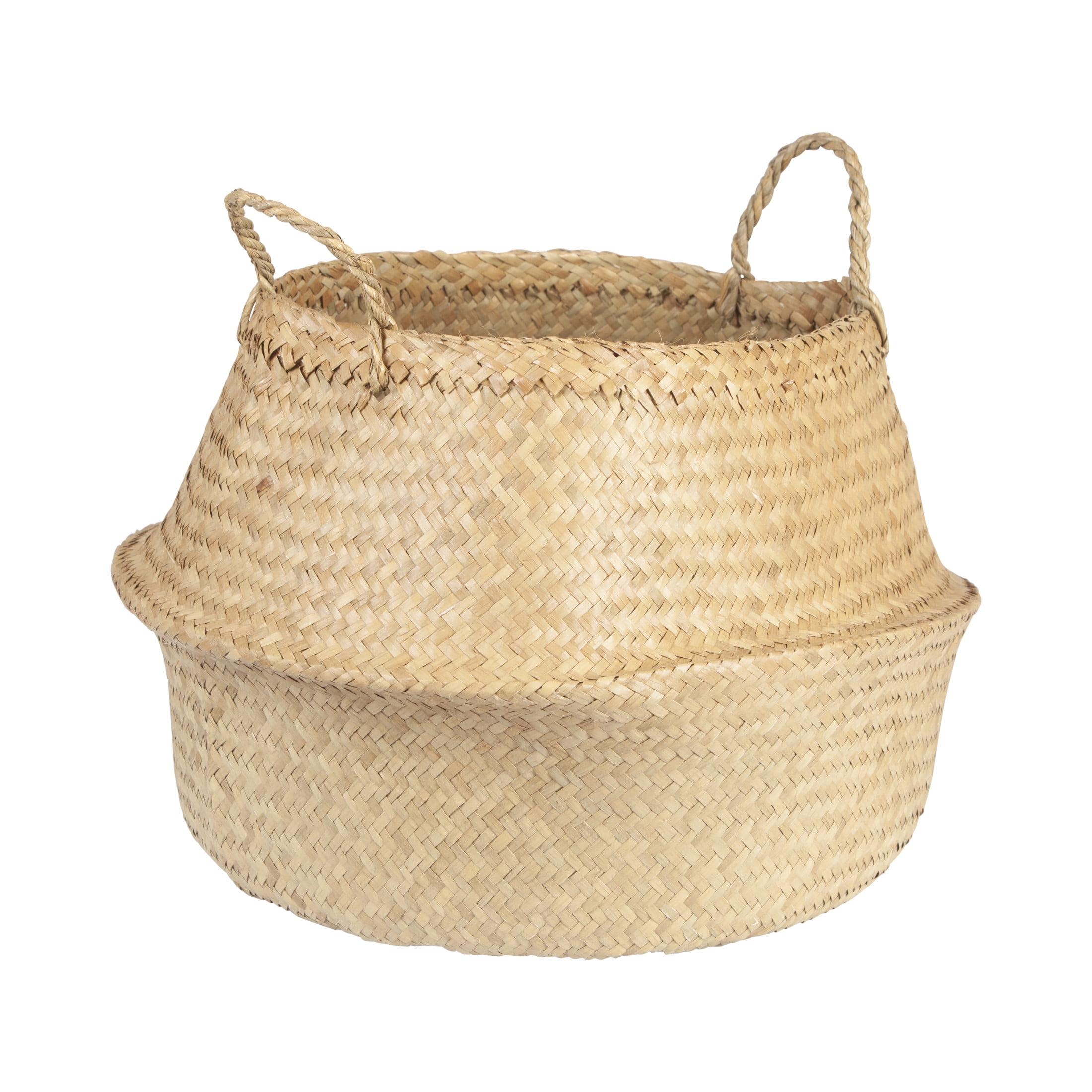 Seagrass Basket with Handles 12" x 19" Natural  - Storied Home