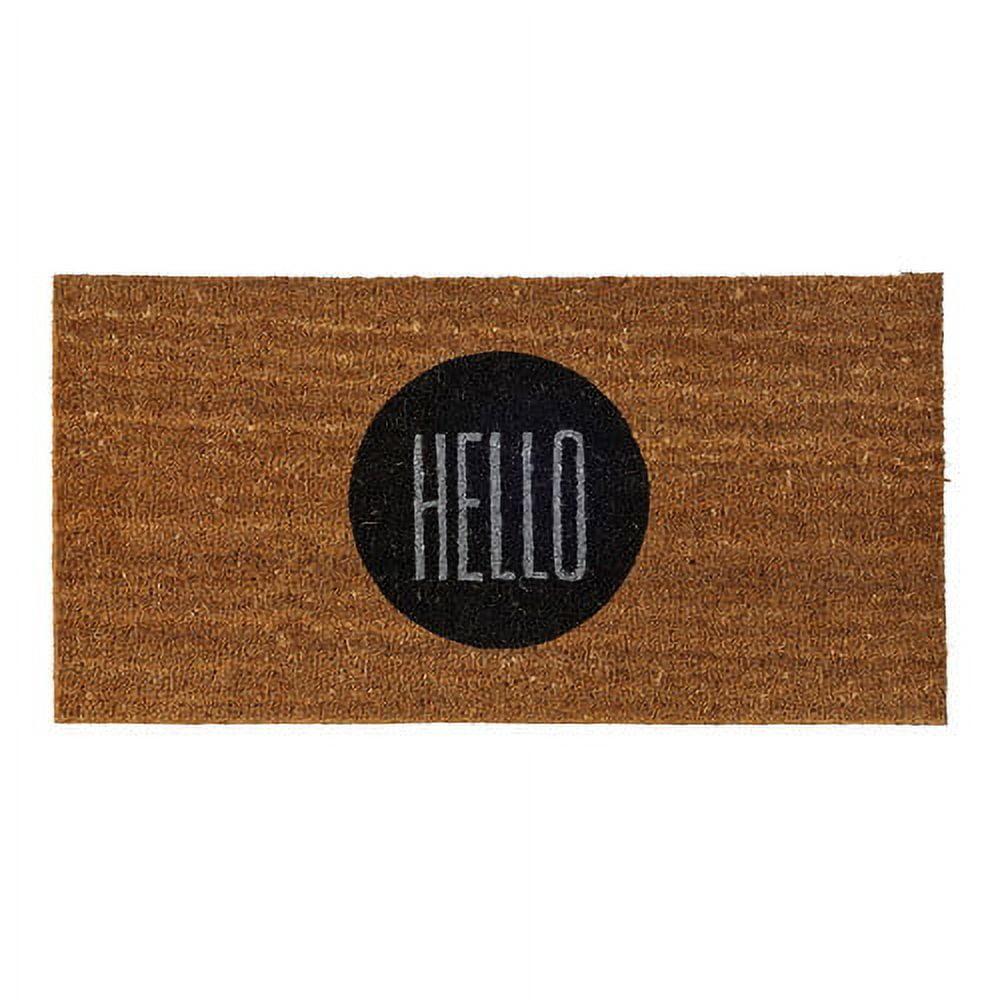 Eco-Friendly 'Hello' Coir Outdoor Doormat in Natural/Black