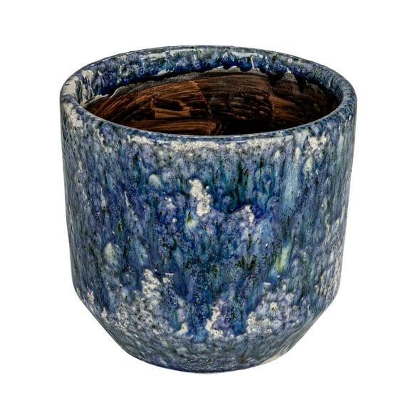 Bloomingville Large Decorative Terra-cotta Planter with Crackle Glaze, Blue