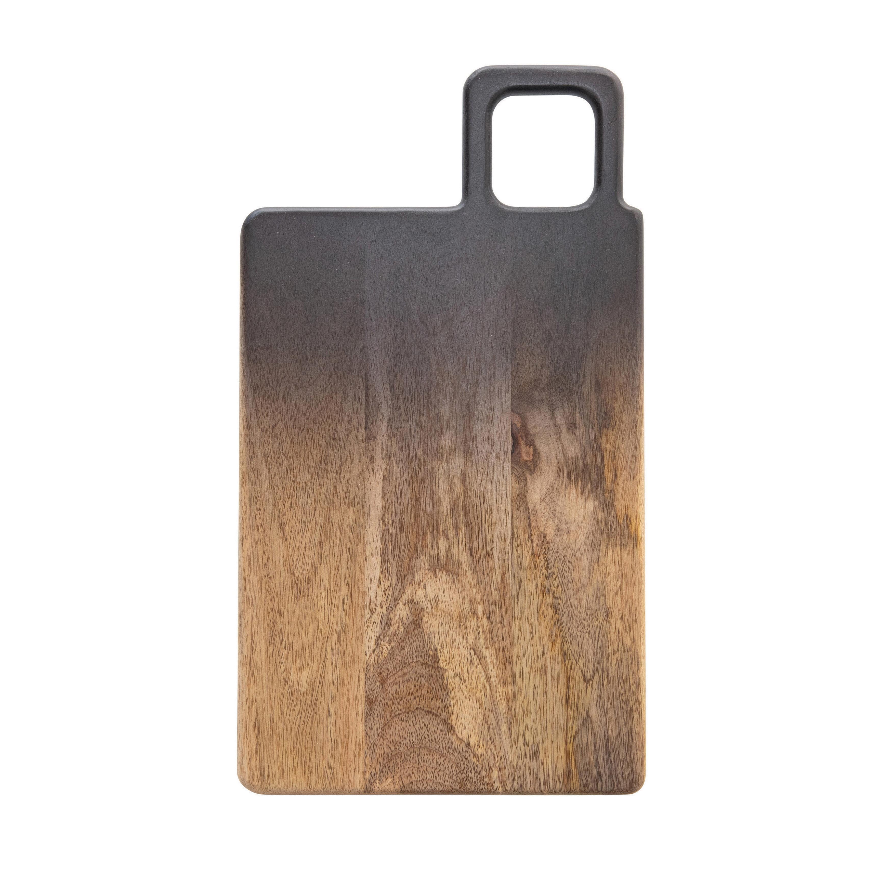 18" Black and Natural Ombre Mango Wood Cheese Board with Handle