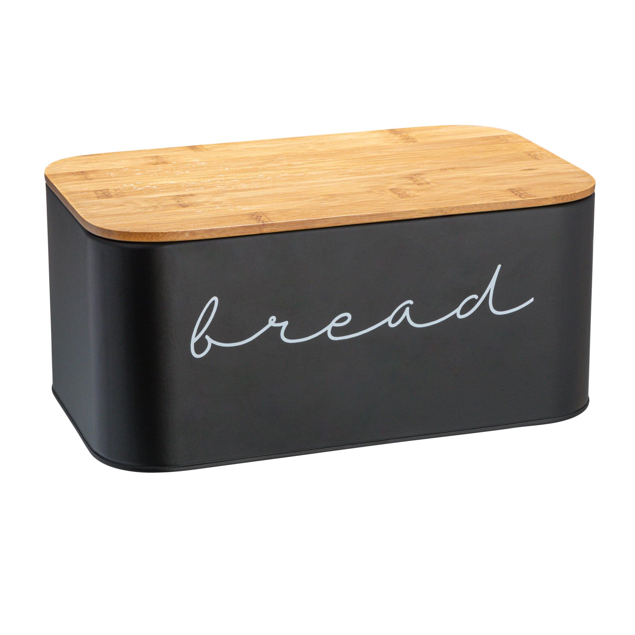 Bloomingville Metal "bread" Bin with Bamboo Lid, Black