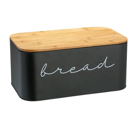 Bloomingville Metal "bread" Bin with Bamboo Lid, Black