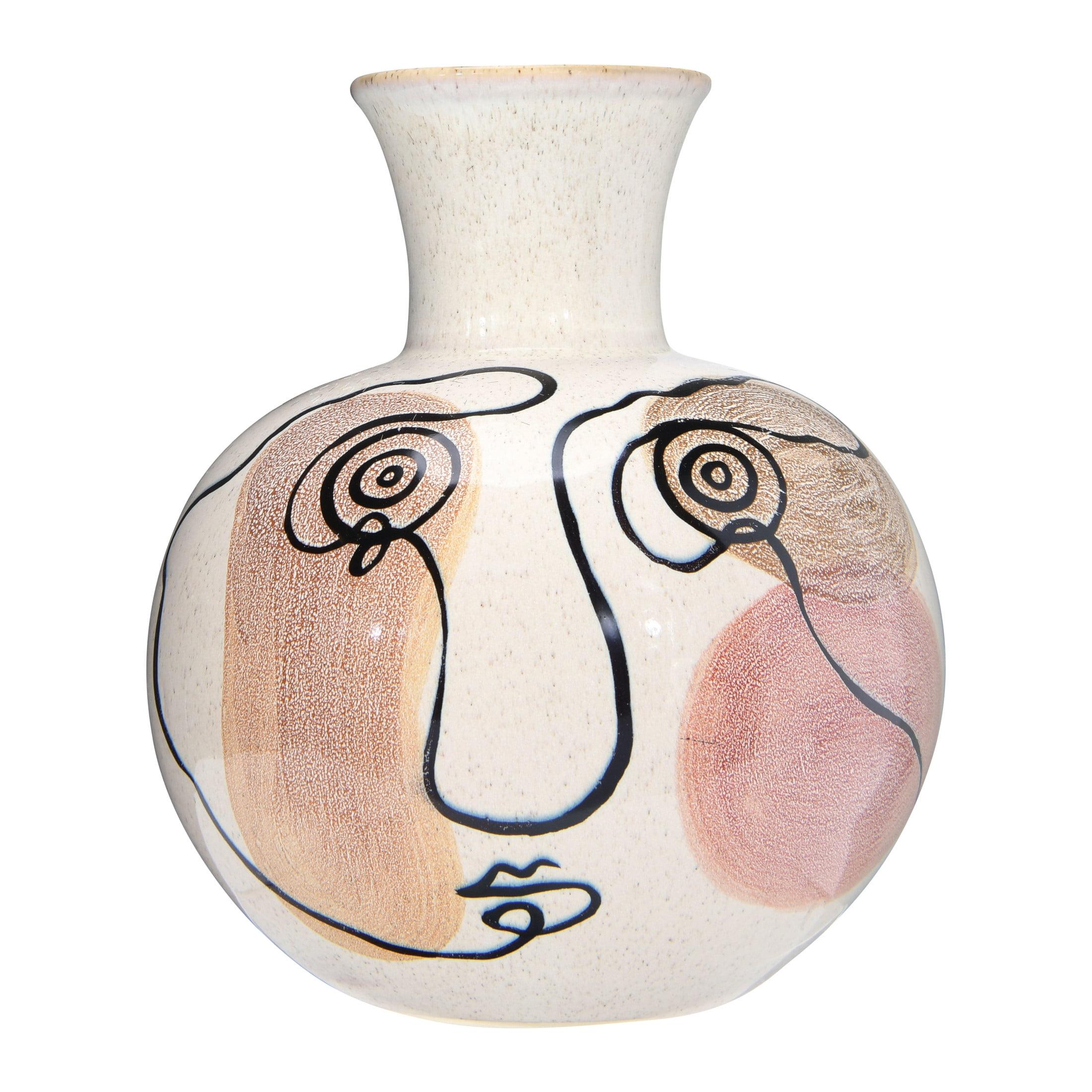 Bloomingville Multi Color Hand-Painted w/ Face Stoneware Vase