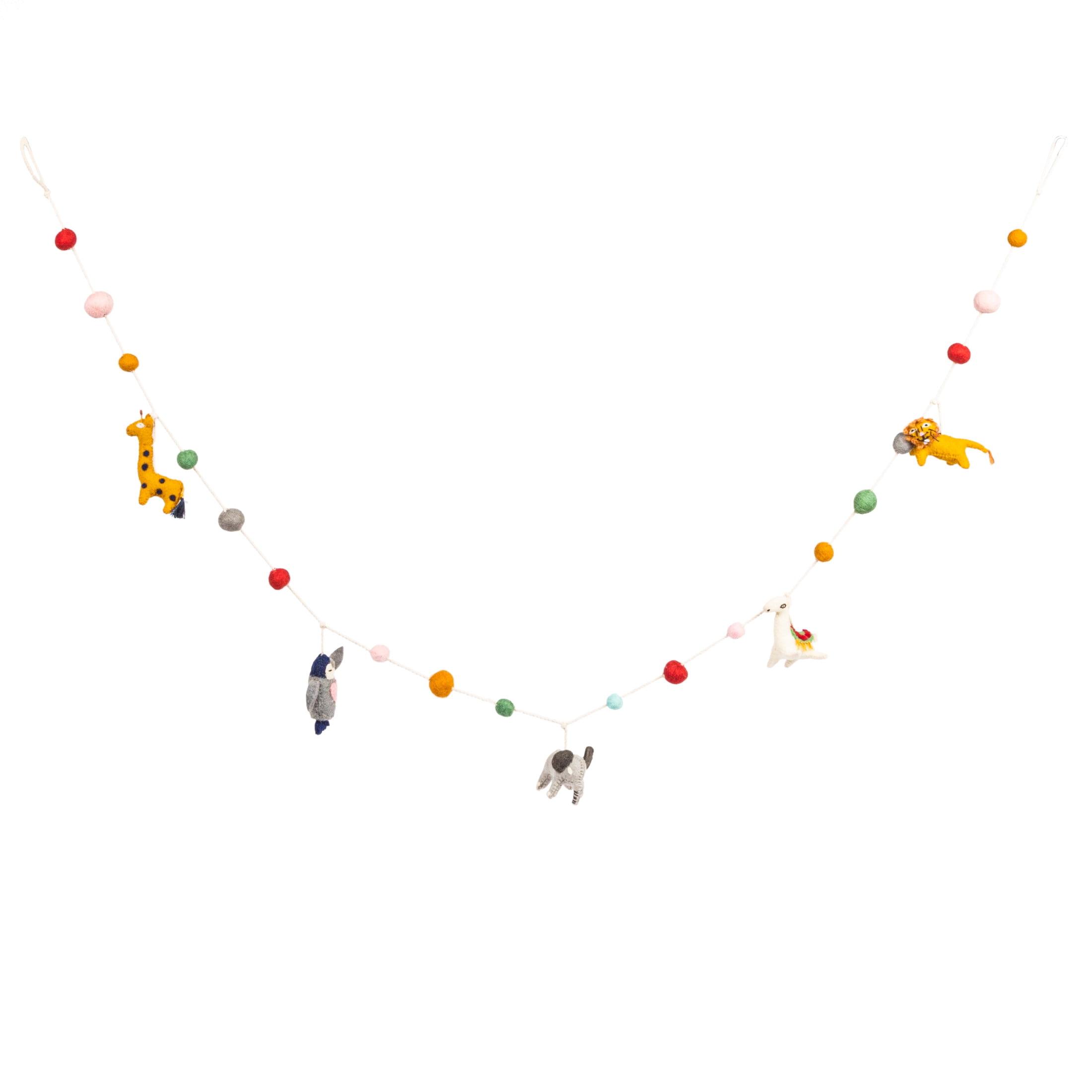 Bloomingville Multicolor Wool Felt Animal Shaped Garland