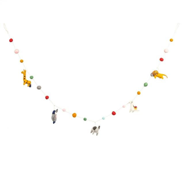Bloomingville Multicolor Wool Felt Animal Shaped Garland