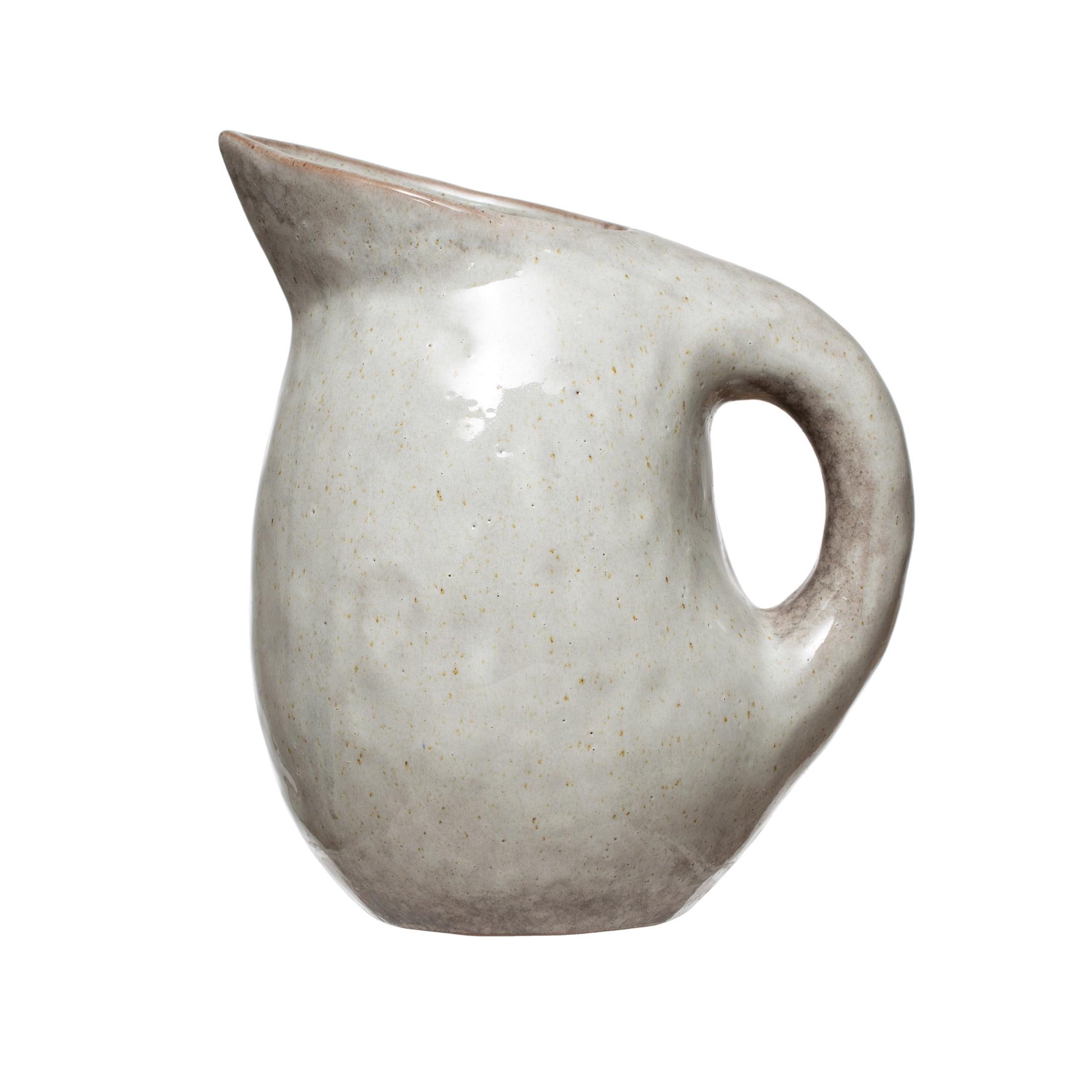 Neutral Reactive Glaze Stoneware Pitcher, 9.5" Cream