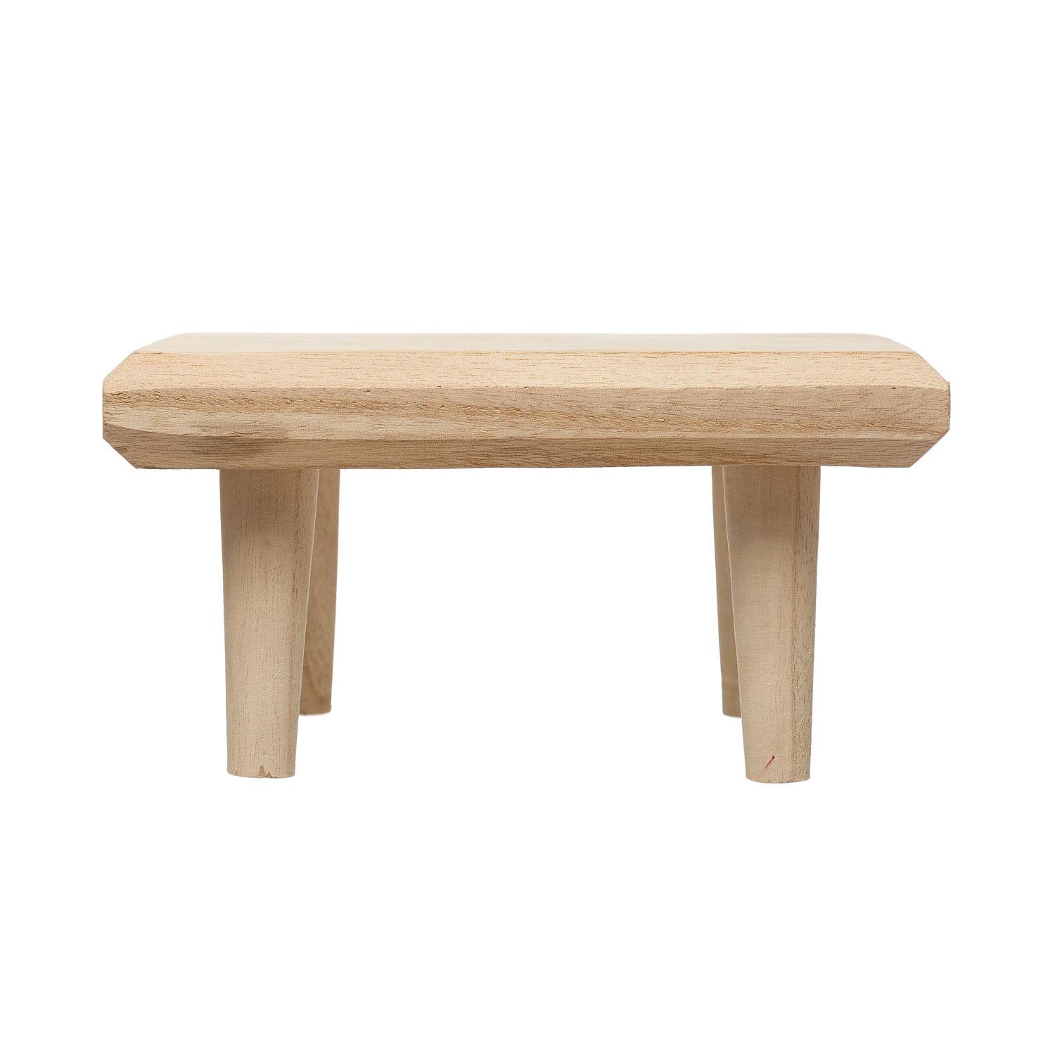 Paulownia Wood Minimalist Cream Footed Pedestal, 11" x 10"