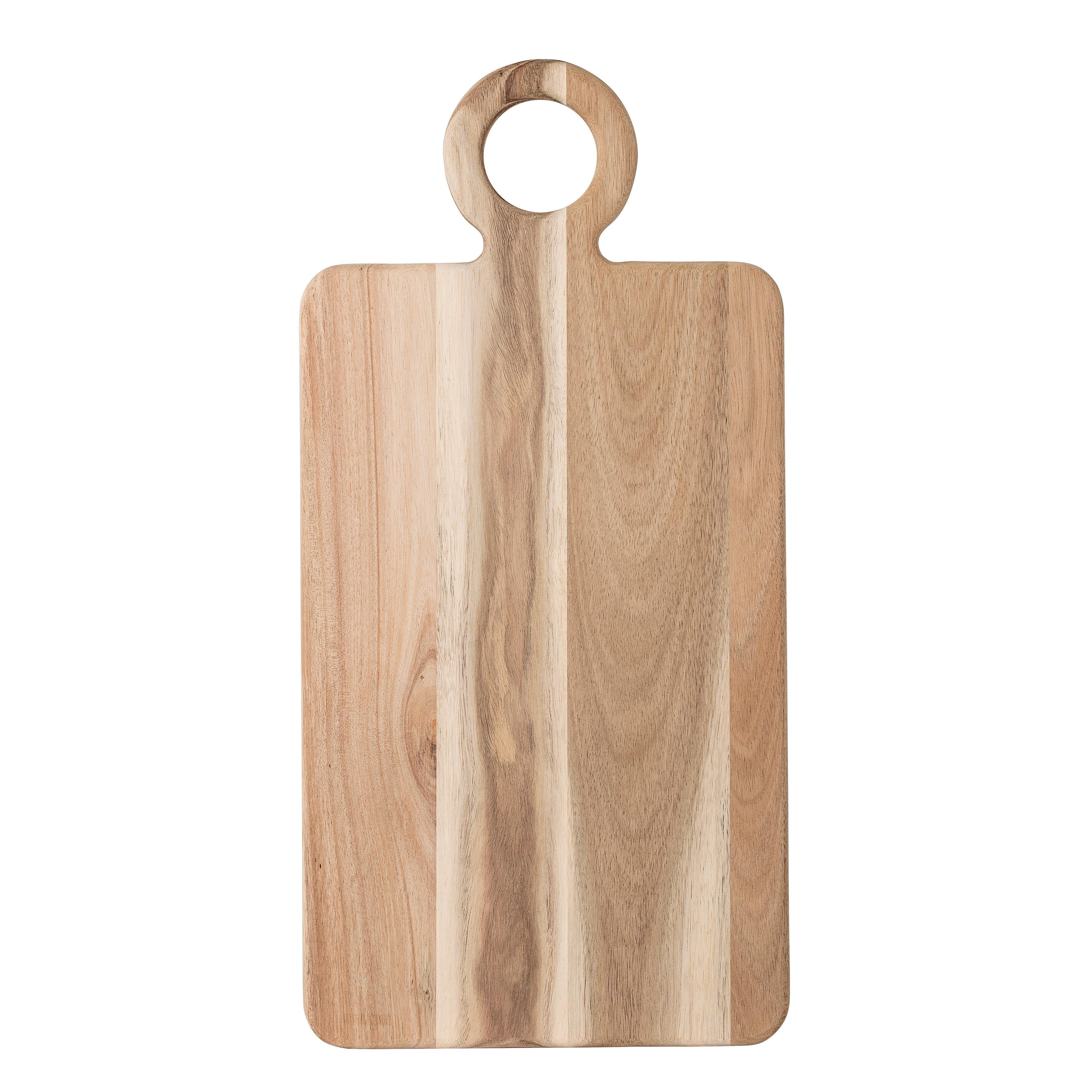 Natural Acacia Wood Rectangular Cutting Board with Round Handle